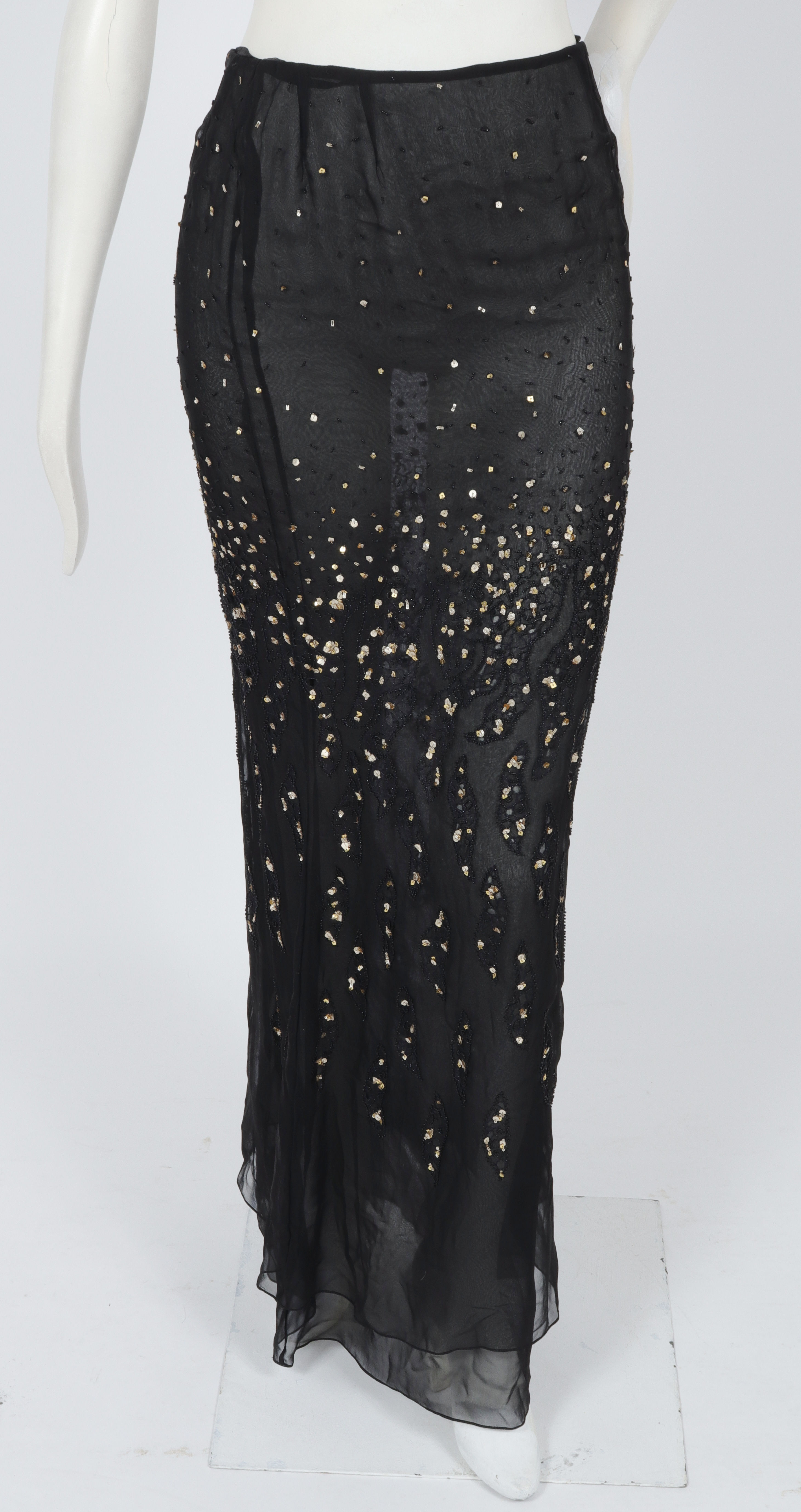 BILL BLASS SHEER SEQUINED SILK