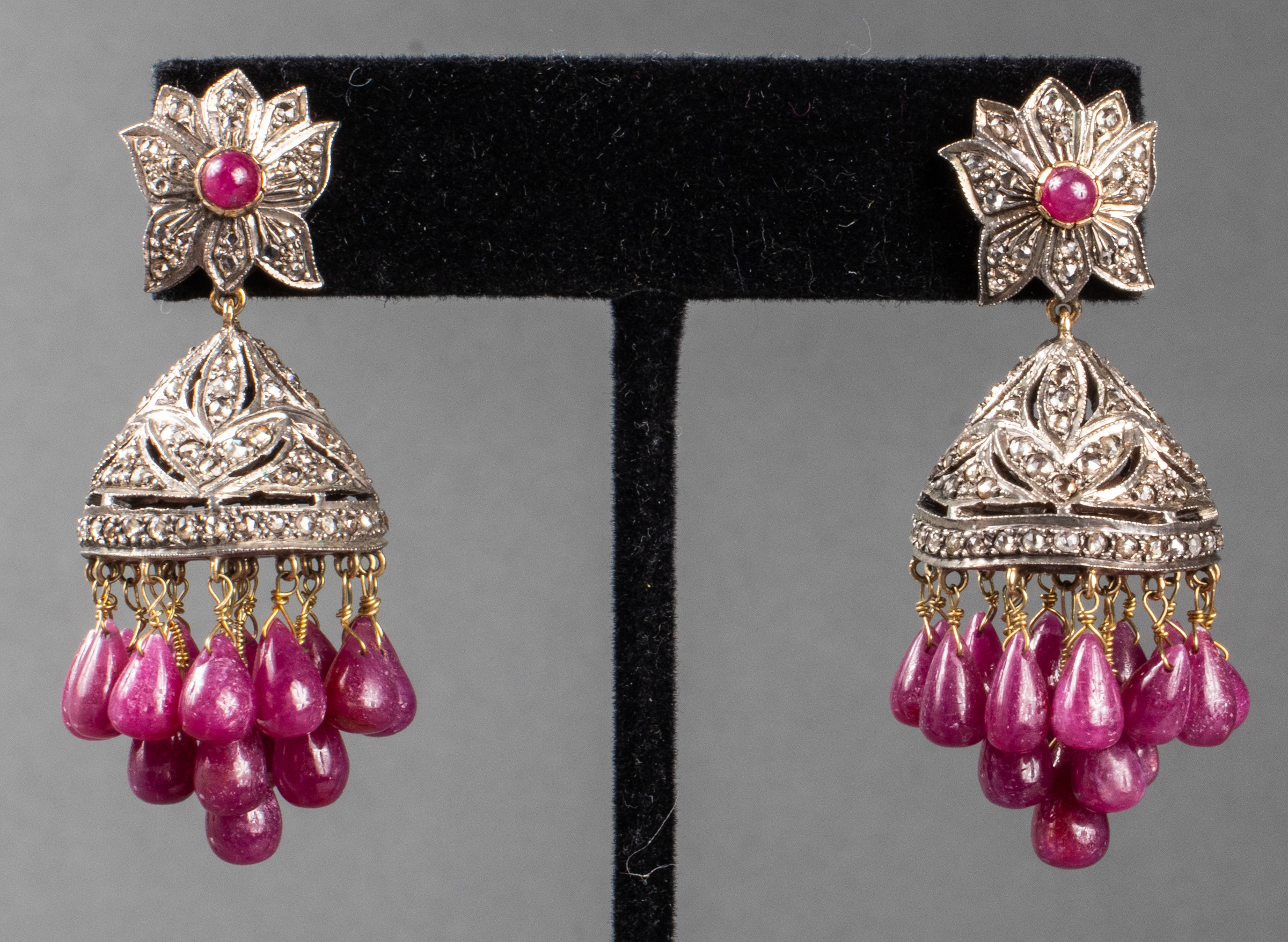 ANTIQUE 18K GOLD & SILVER RUBY