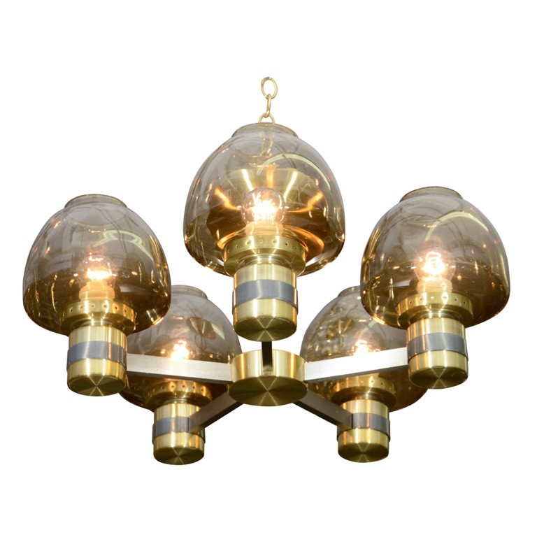 LIGHTOLIER BRASS GLASS MODERN 3c3316