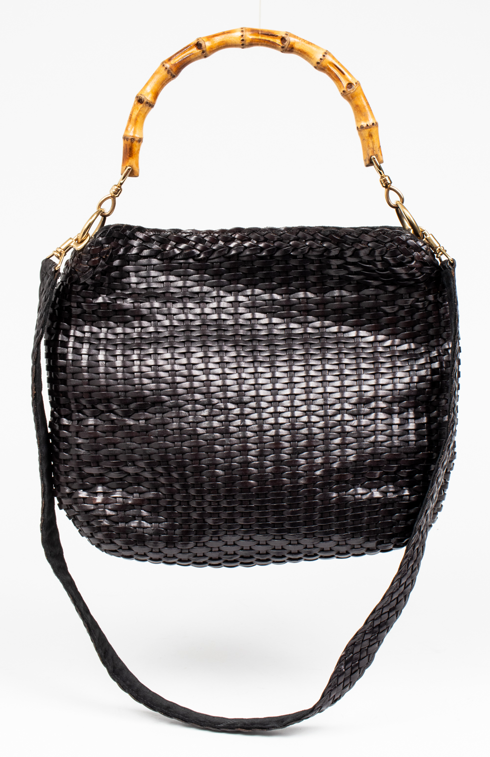 GUCCI BROWN WOVEN LEATHER 'BAMBOO'