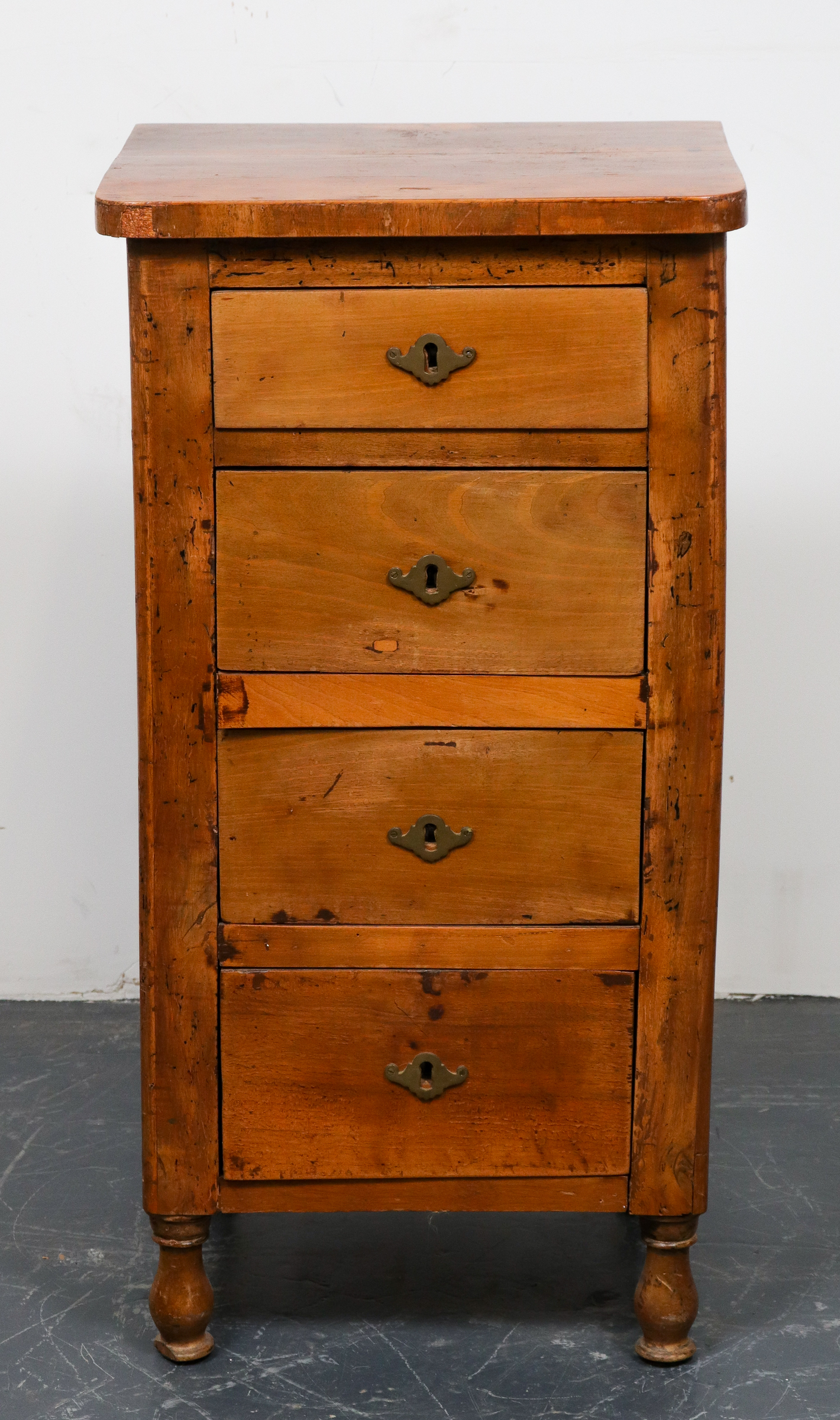 ENGLISH NARROW FOUR DRAWER CHEST, ANTIQUE