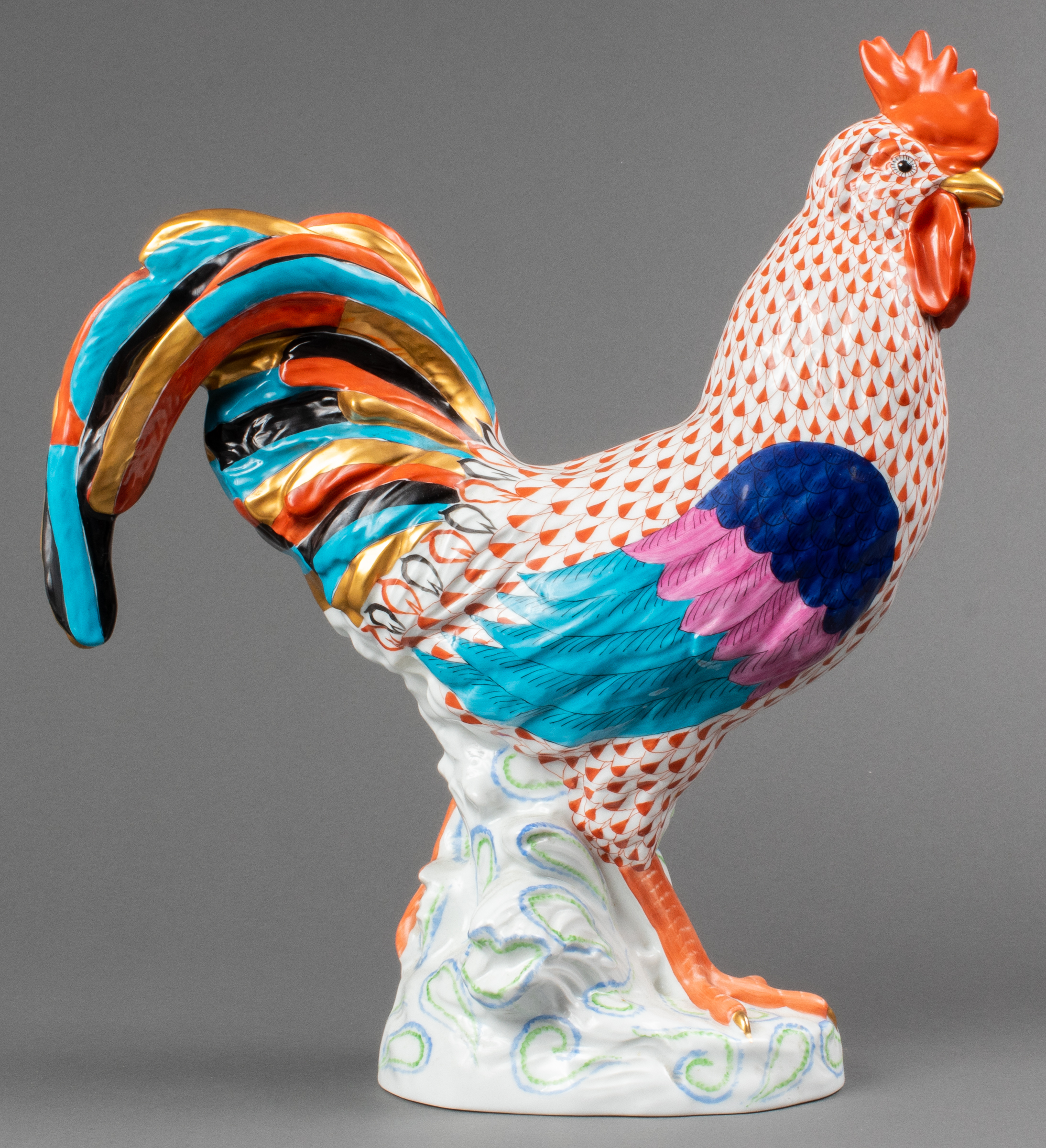 HEREND PORCELAIN LARGE ROOSTER