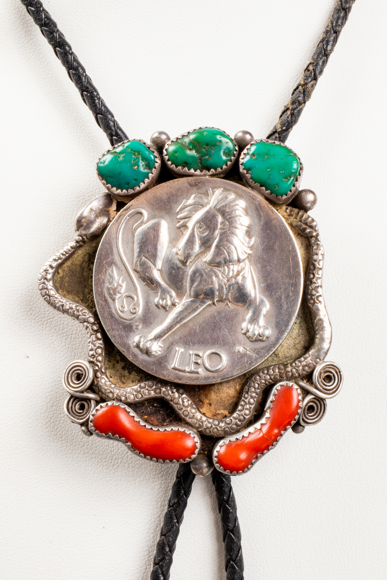 NAVAJO SILVER TURQUOISE CORAL 3c3469