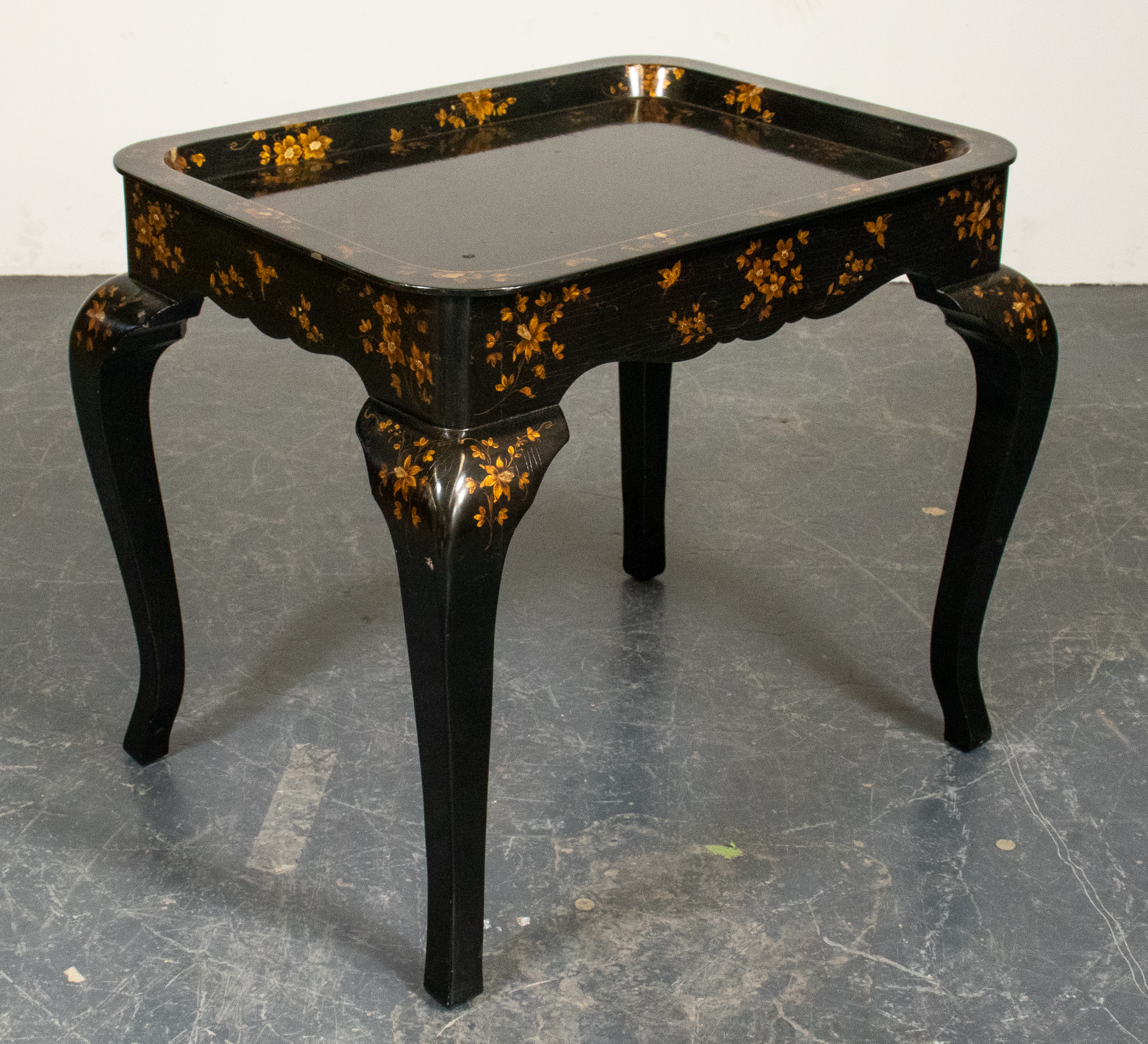 ROCOCO STYLE PAINT DECORATED EBONIZED 3c34a6