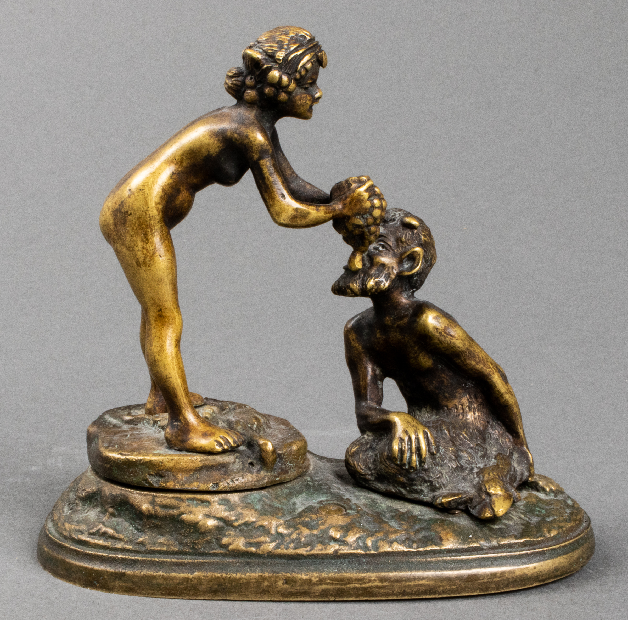 "NUDE & SATYR" MYTHOLOGICAL BRONZE