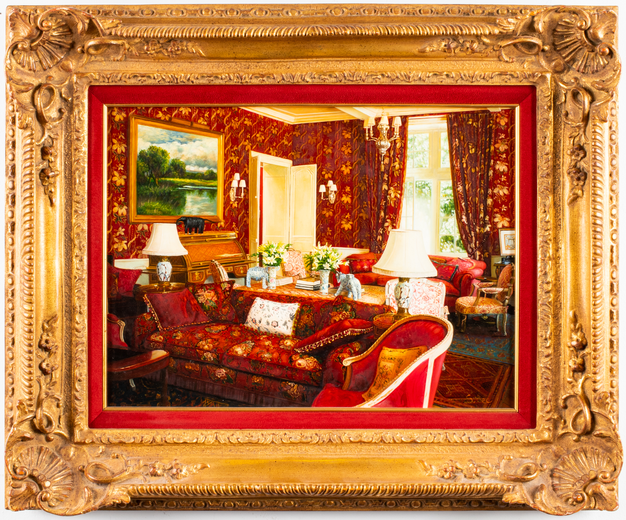 S. LEE SIGNED INTERIOR SCENE OIL