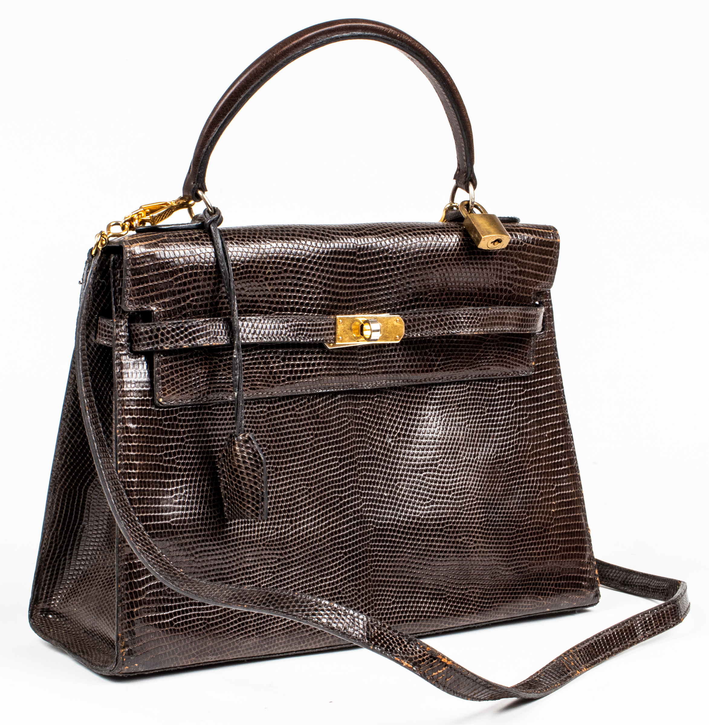 BROWN LIZARD SKIN 32CM HANDBAG 3c360d