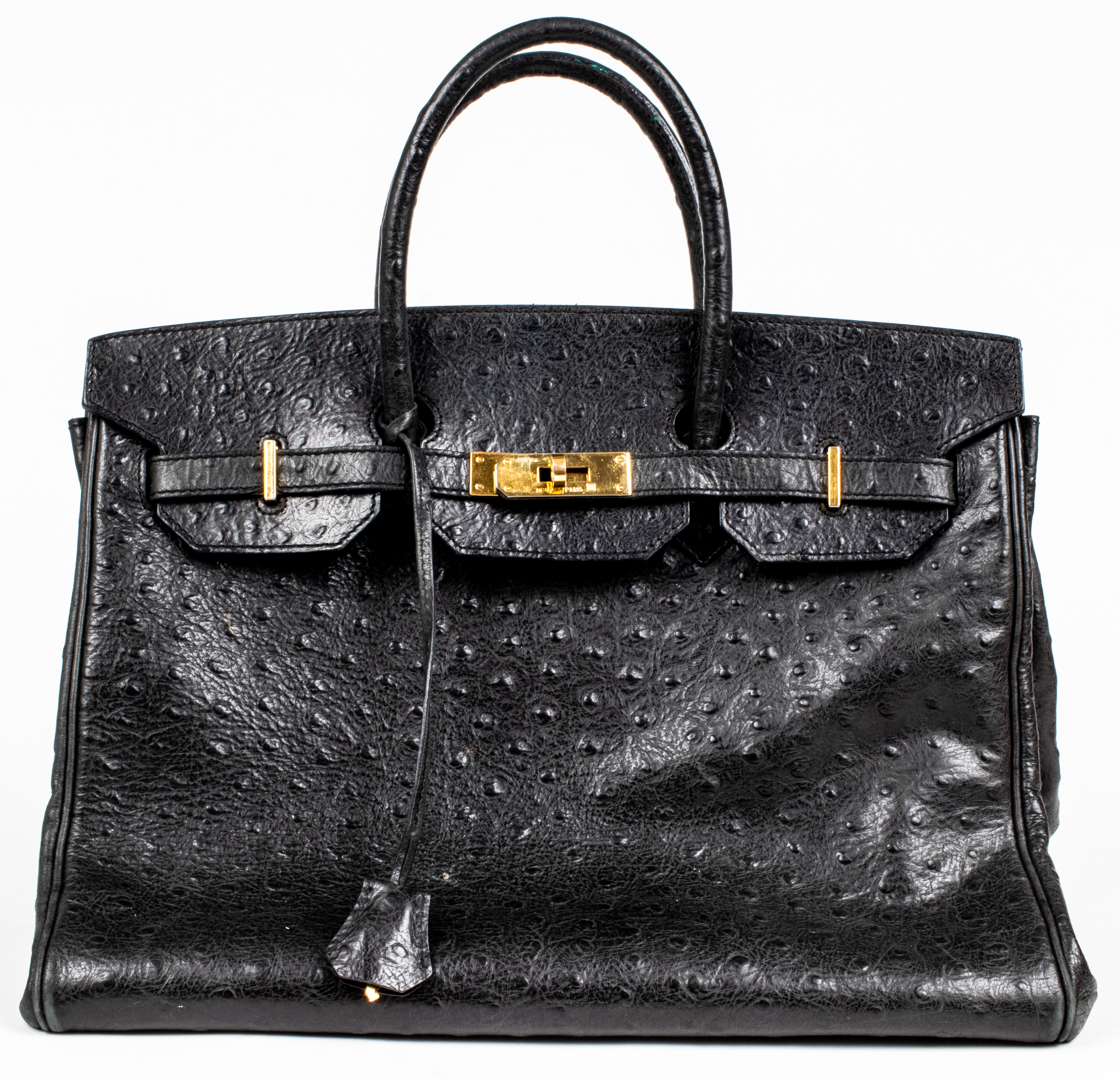 BLACK OSTRICH PRINT LEATHER 35CM 3c3618