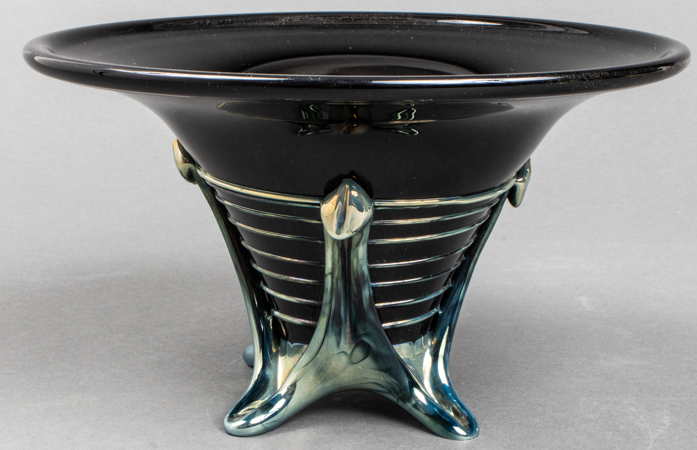 SIGNED ART GLASS FOOTED BOWL Signed