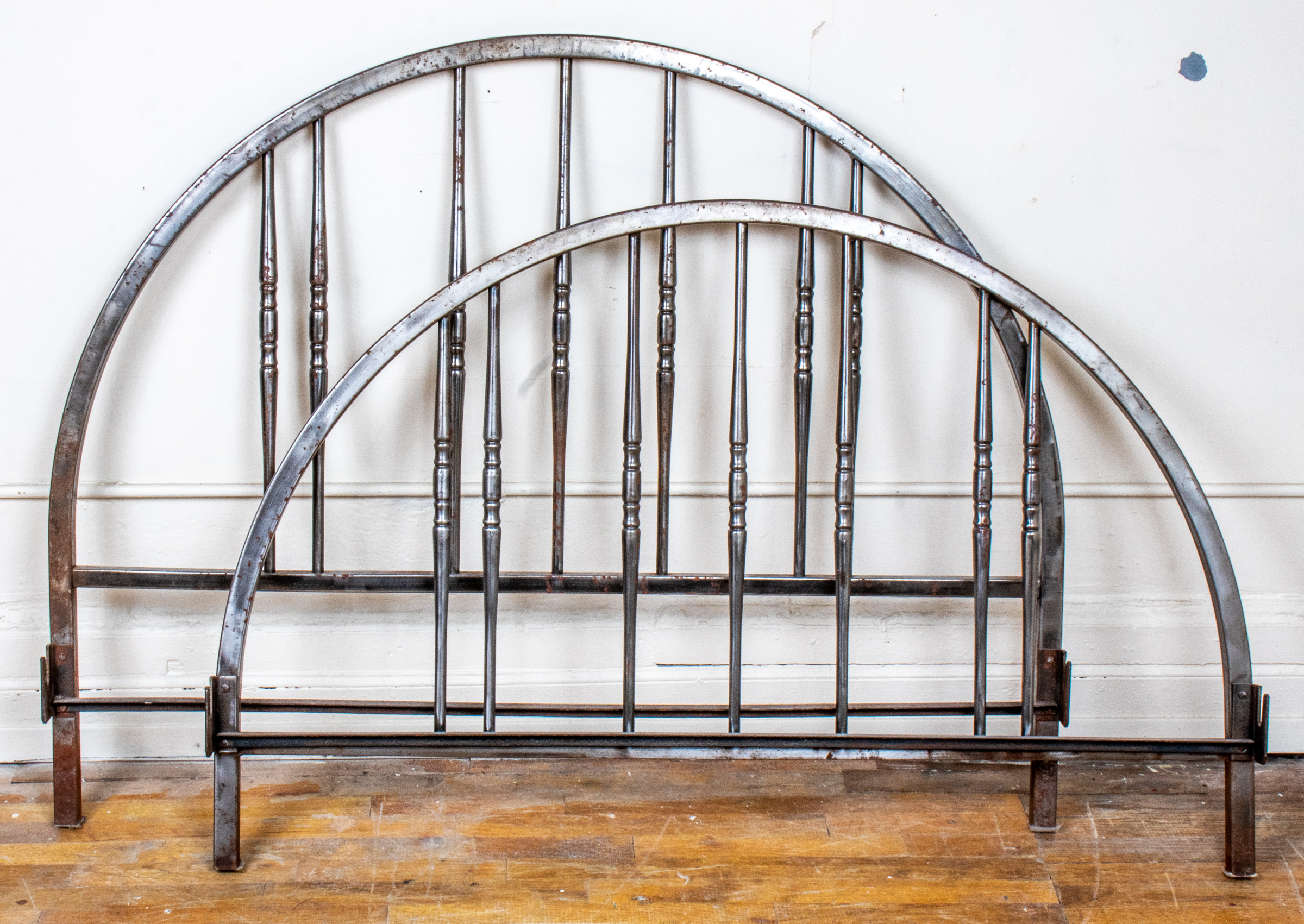 MODERN MIXED METAL HEADBOARD AND