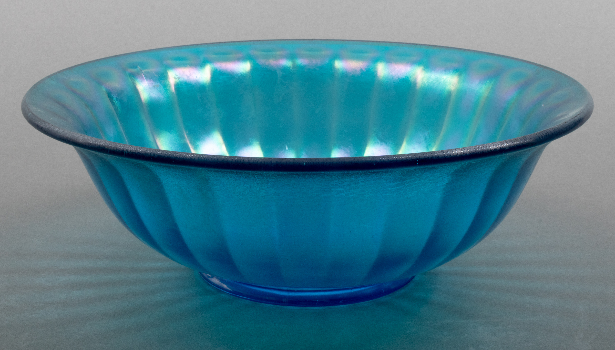 BLUE FIRED GLASS BOWL Blue fired