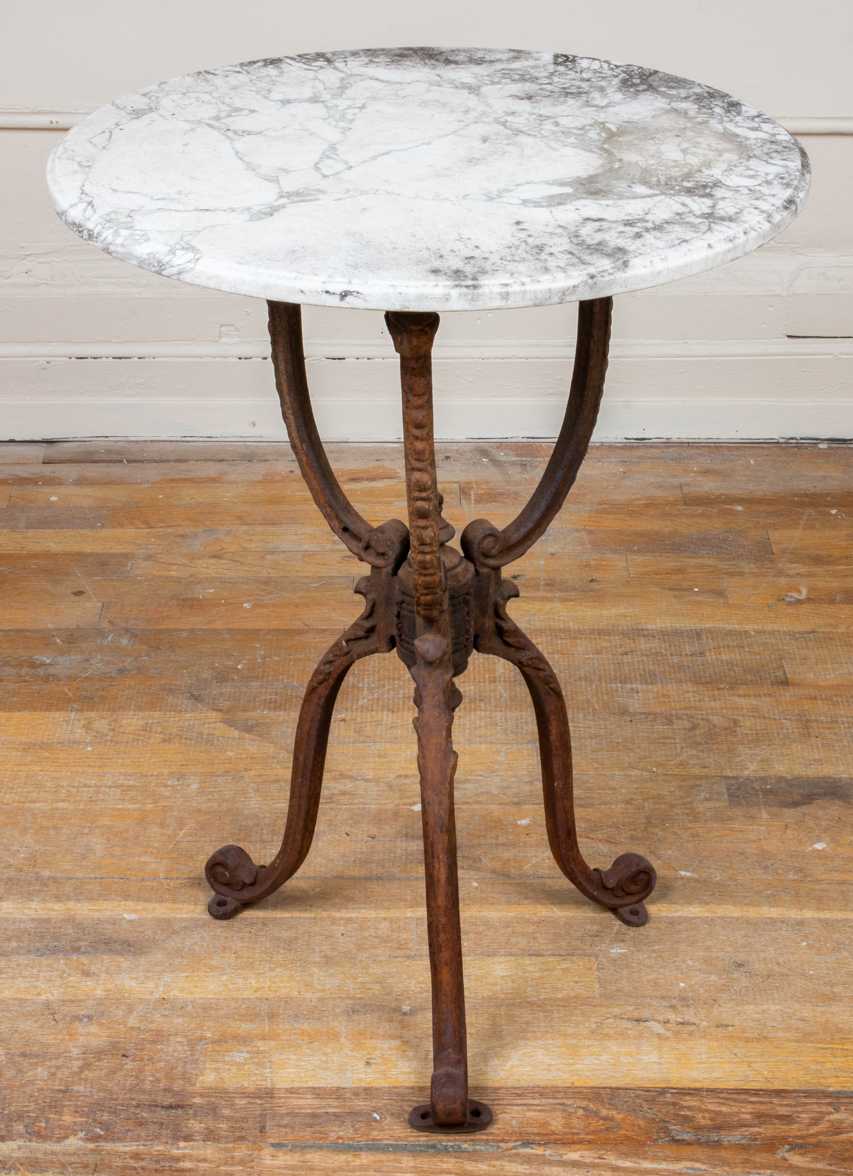 CAST IRON AND MARBLE BISTRO TABLE