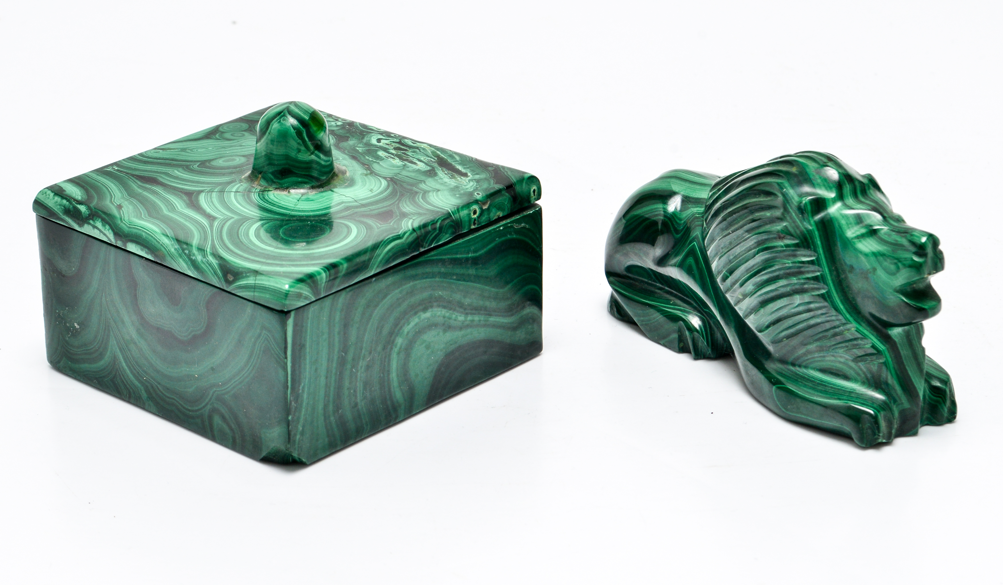 MALACHITE LION PAPERWEIGHT & TRINKET