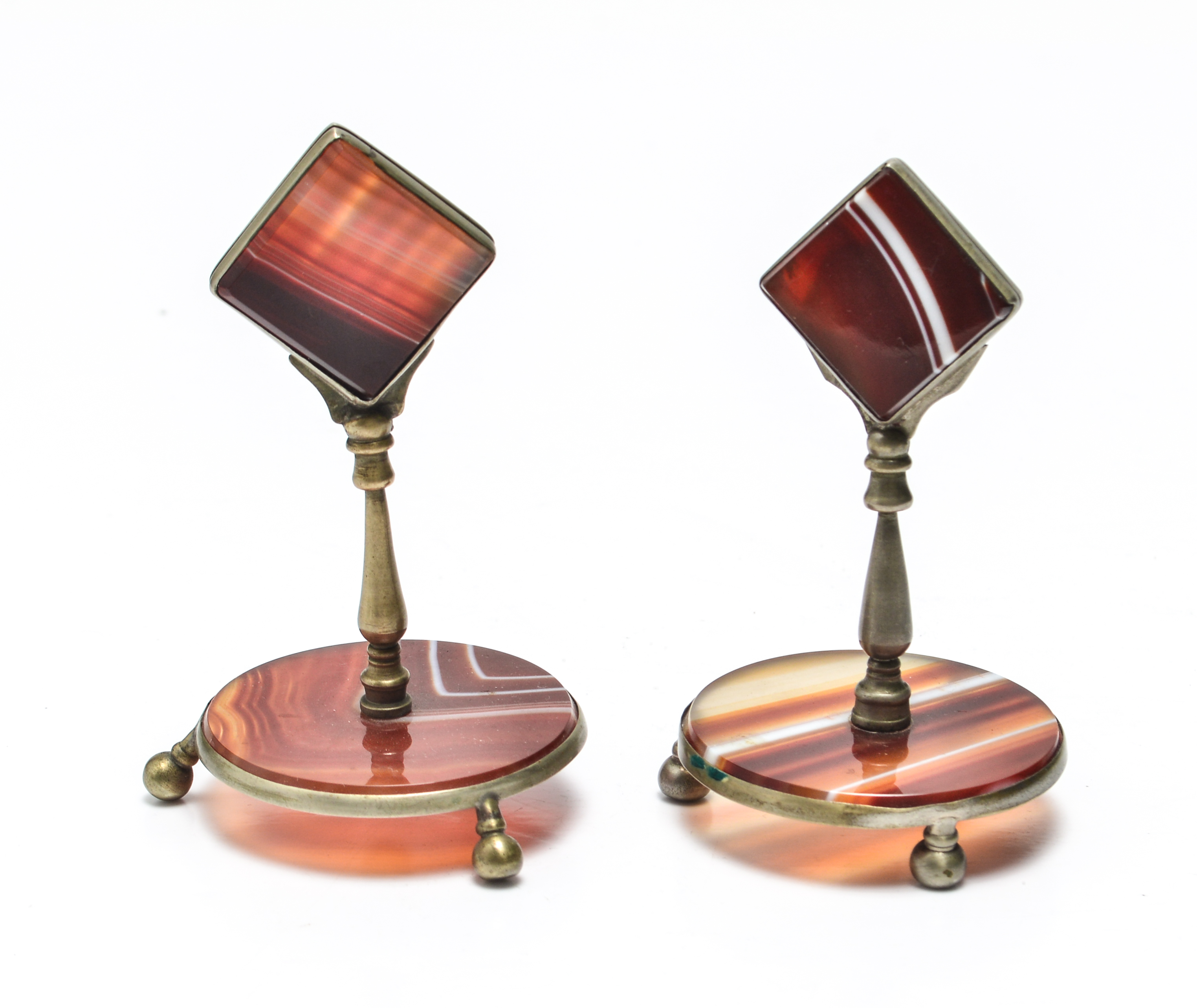 ART DECO STYLE AGATE PLACE CARD HOLDERS,