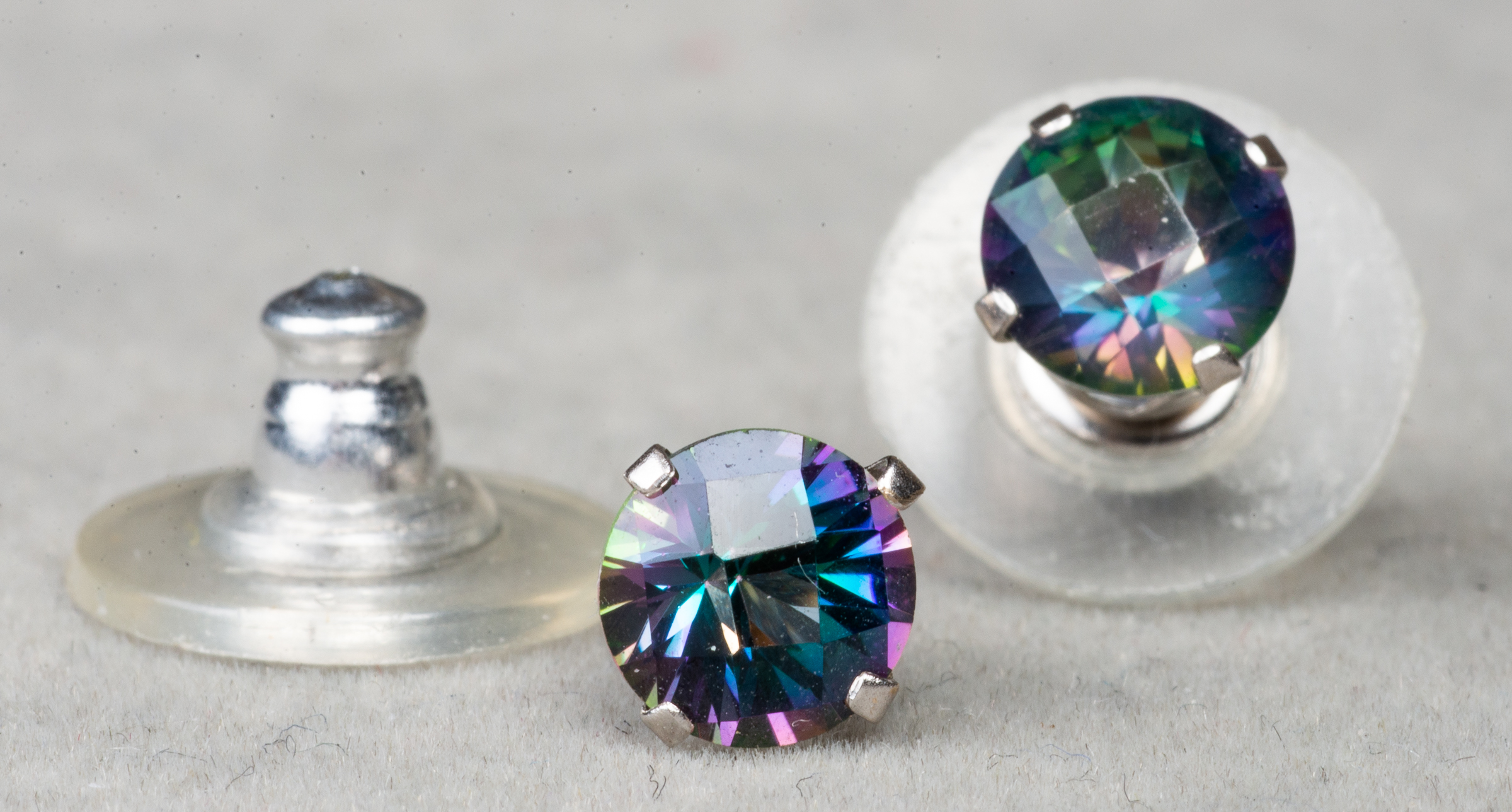 14K WHITE GOLD MYSTIC TOPAZ STUD