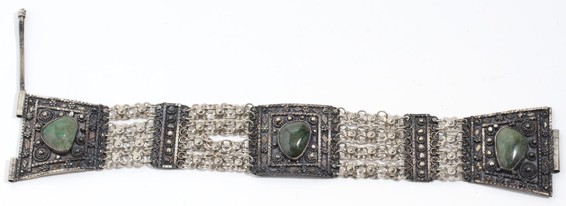 ISRAELI SILVER EILAT STONE BRACELET 3c3799