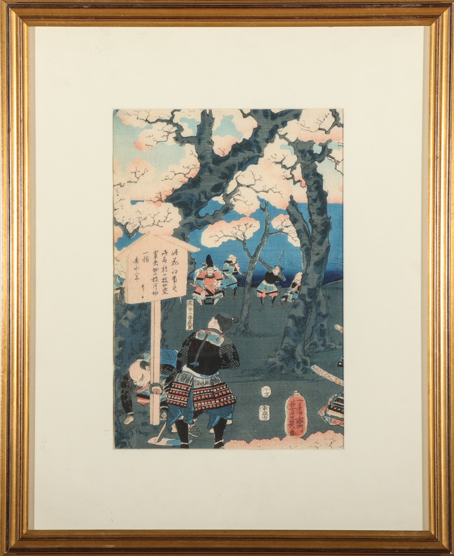 JAPANESE WOODBLOCK PRINT, WARRIORS IN