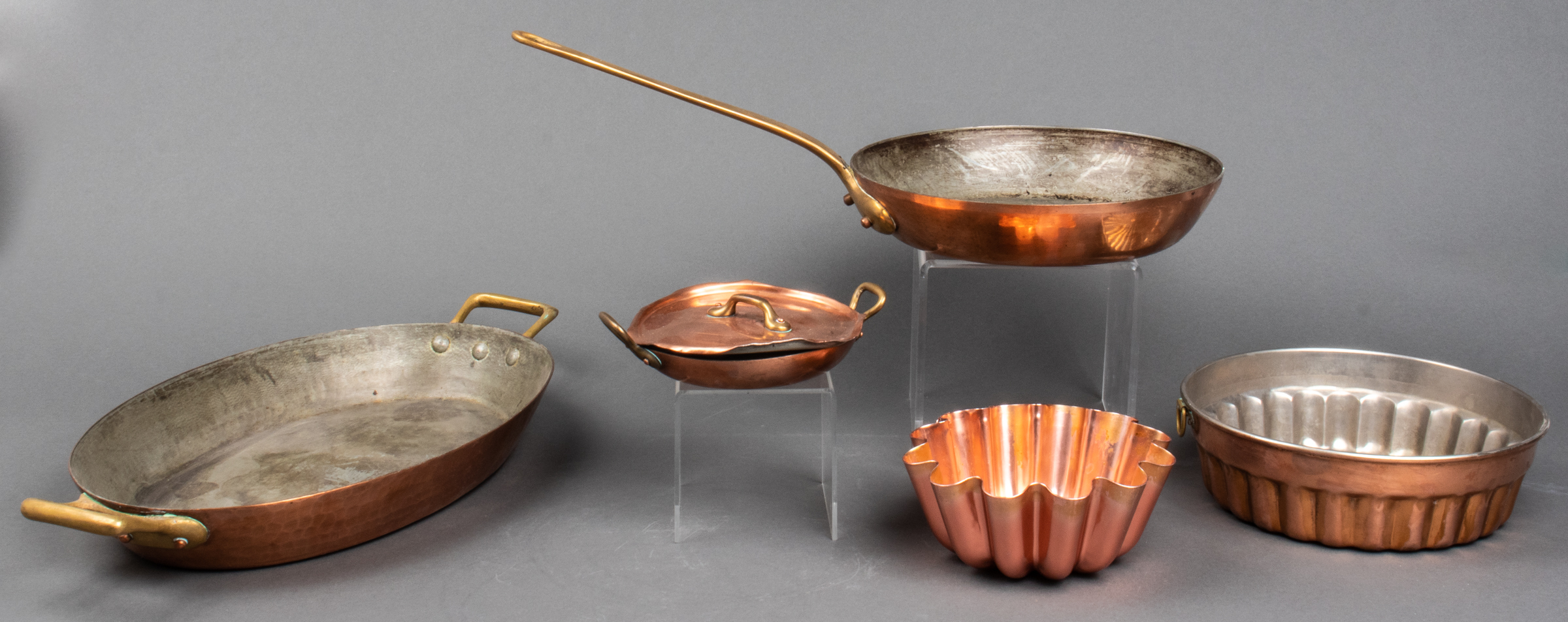 COPPER COOKWARE & MOLD PANS, 5 PCS Copper