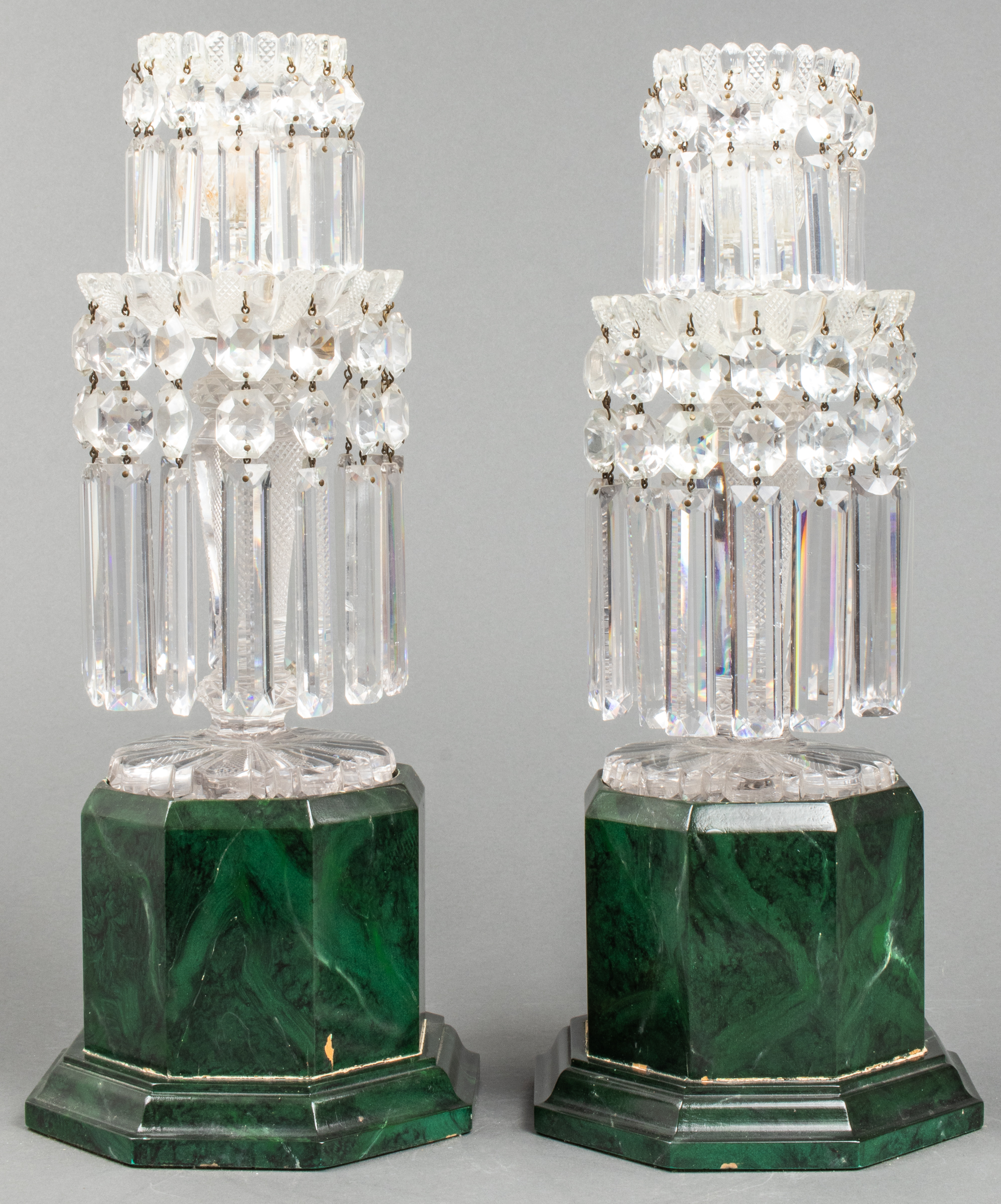 CRYSTAL CANDLESTICK HOLDER GARNITURE,