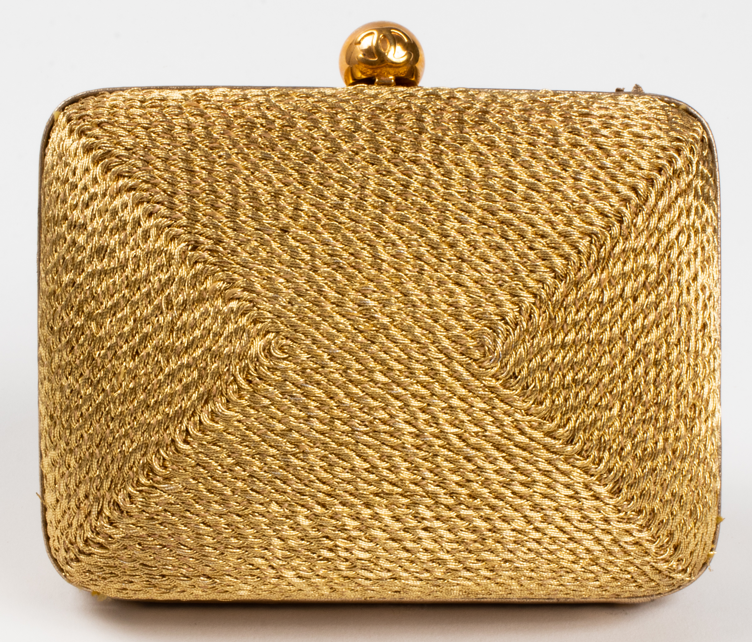 CHANEL WOVEN GOLD TONE MINAUDI RE 3c3831