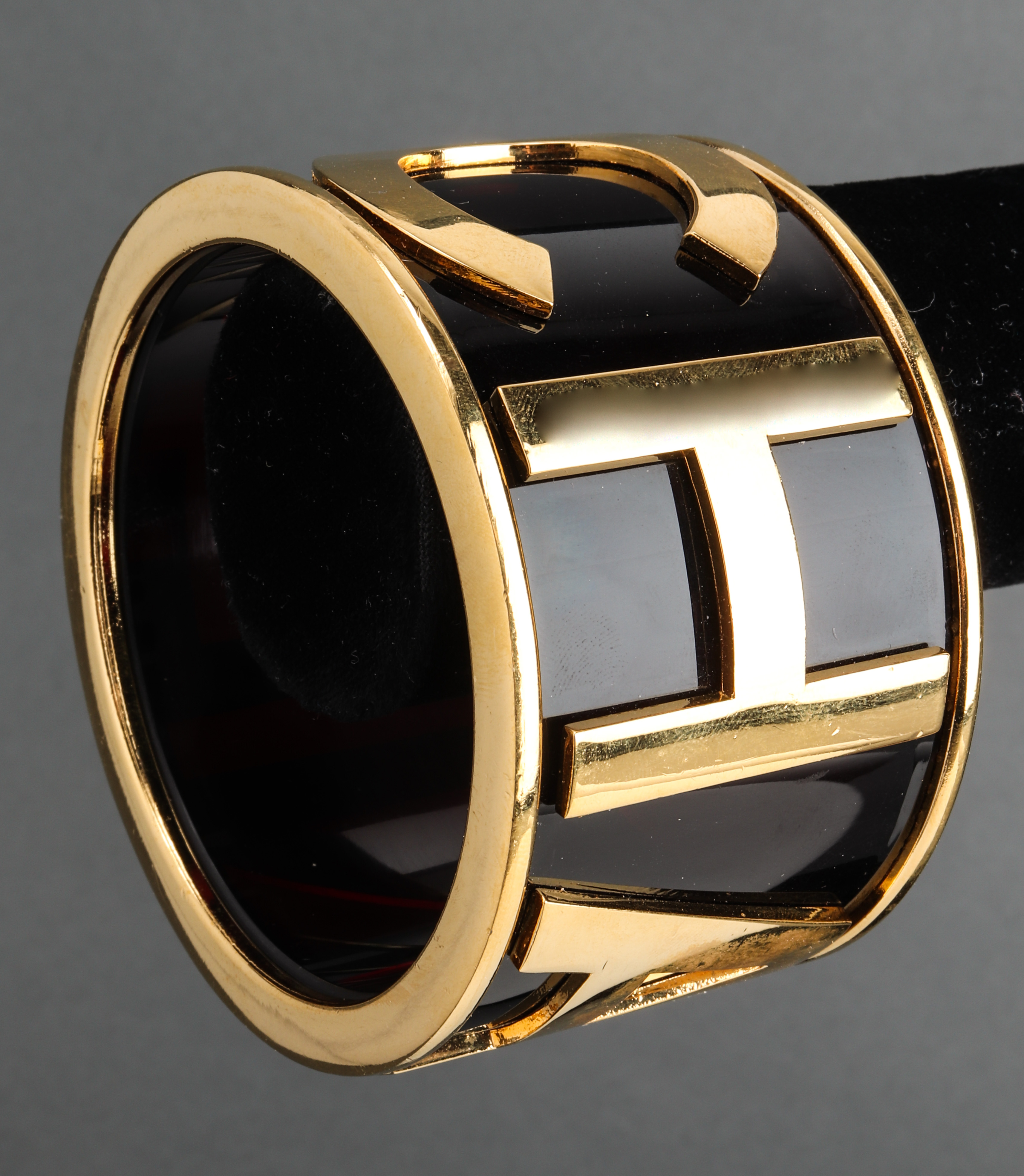 CHANEL RUNWAY PLEXIGLASS LOGO BANGLE