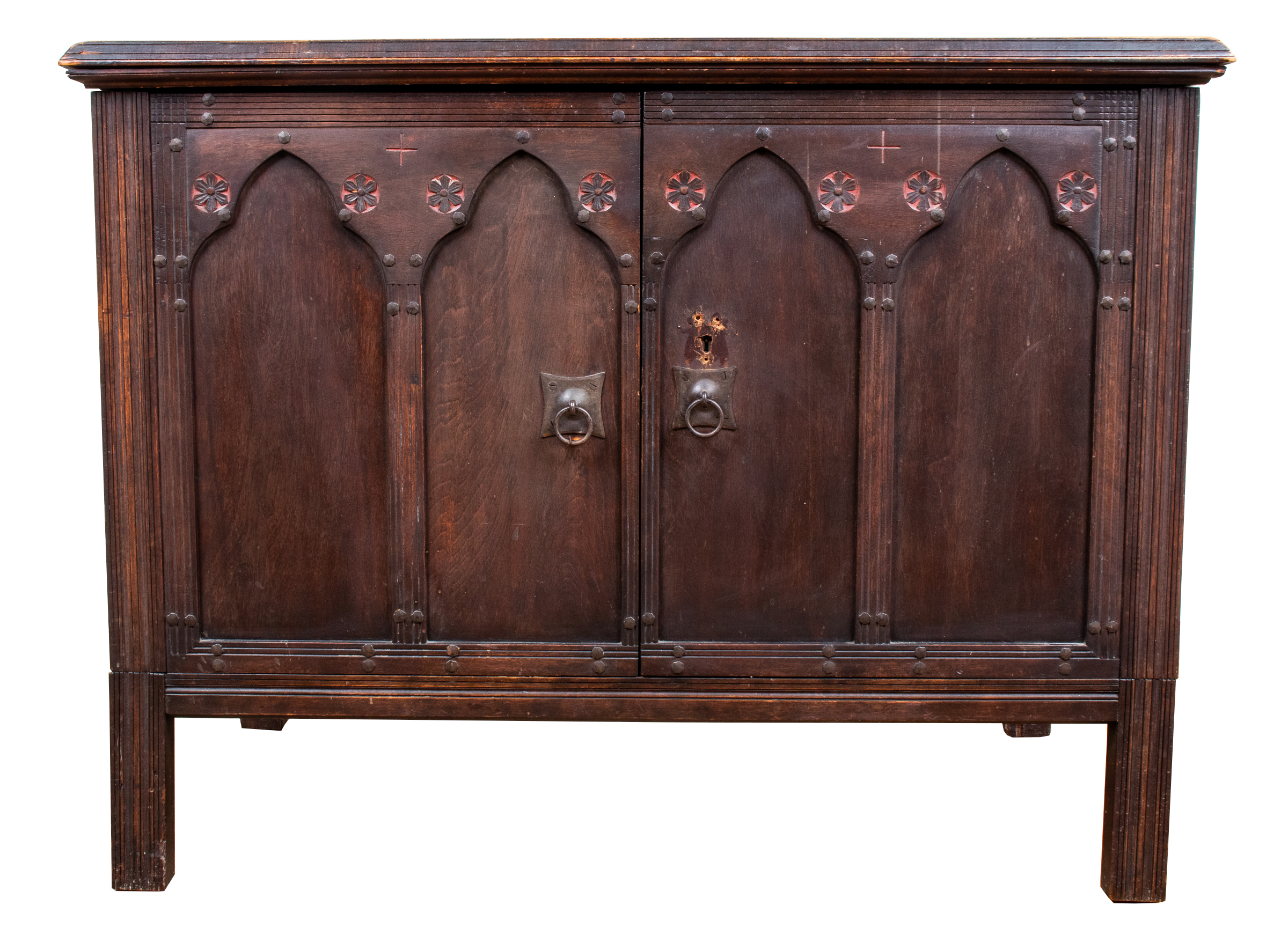 AESTHETIC MOVEMENT CARVED OAK CREDENZA 3c3883