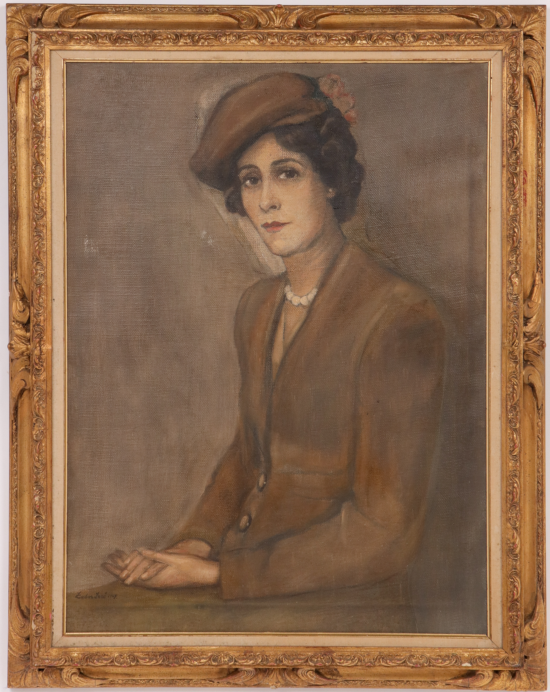 ILLEGIBLY SIGNED PORTRAIT OF LADY  3c387c
