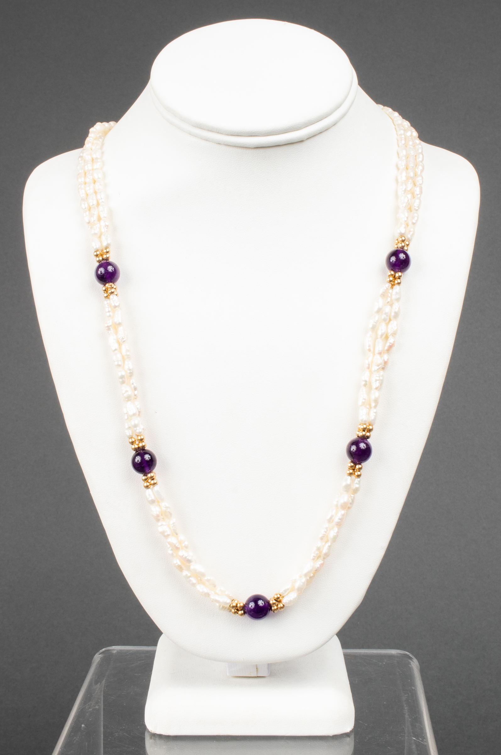 14K YELLOW GOLD PEARL AMETHYST 3c3899