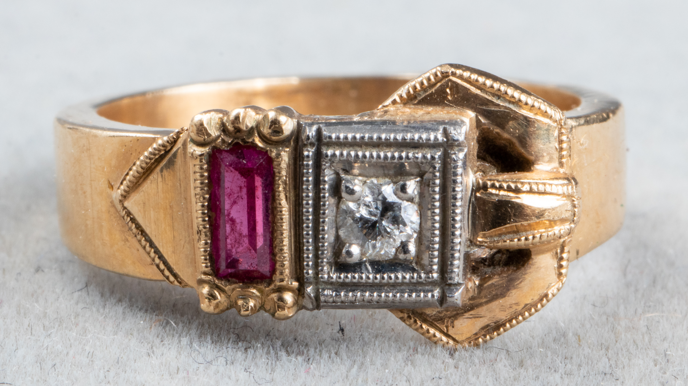 EDWARDIAN 14K GOLD DIAMOND RUBY 3c389c