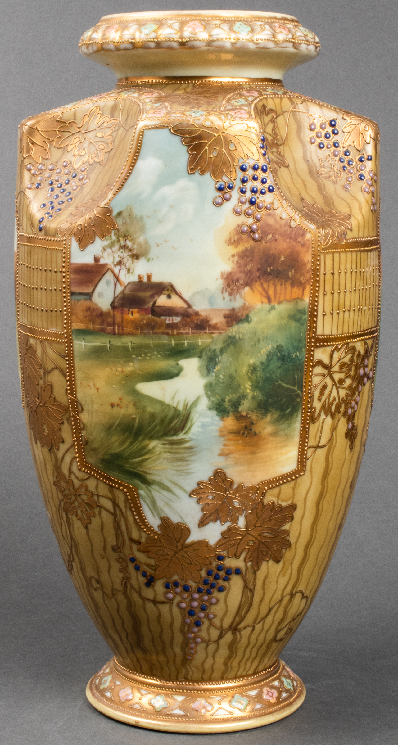 NIPPON LARGE HAND-PAINTED PORCELAIN