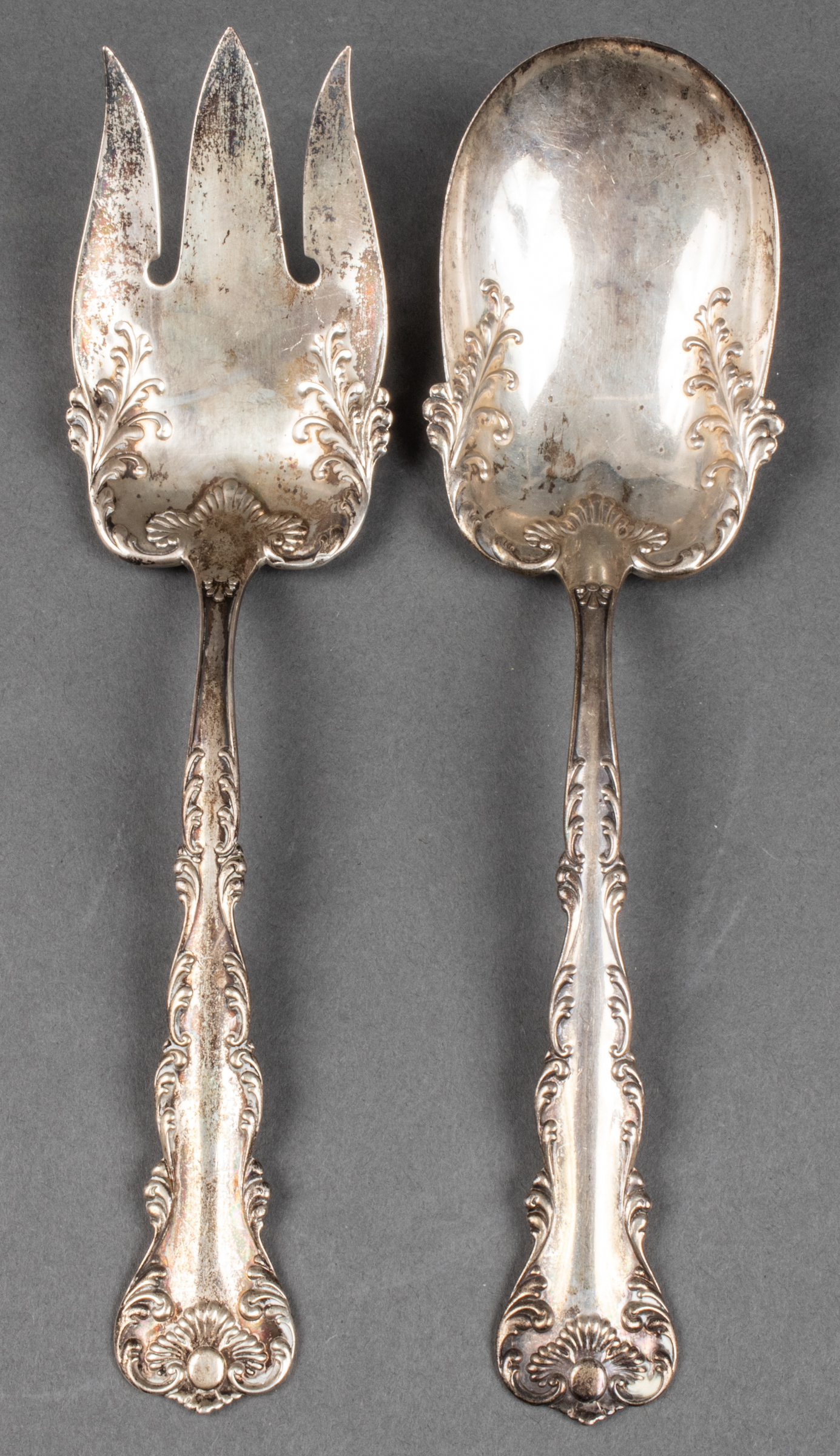 WHITING STERLING SILVER SALAD SERVERS,