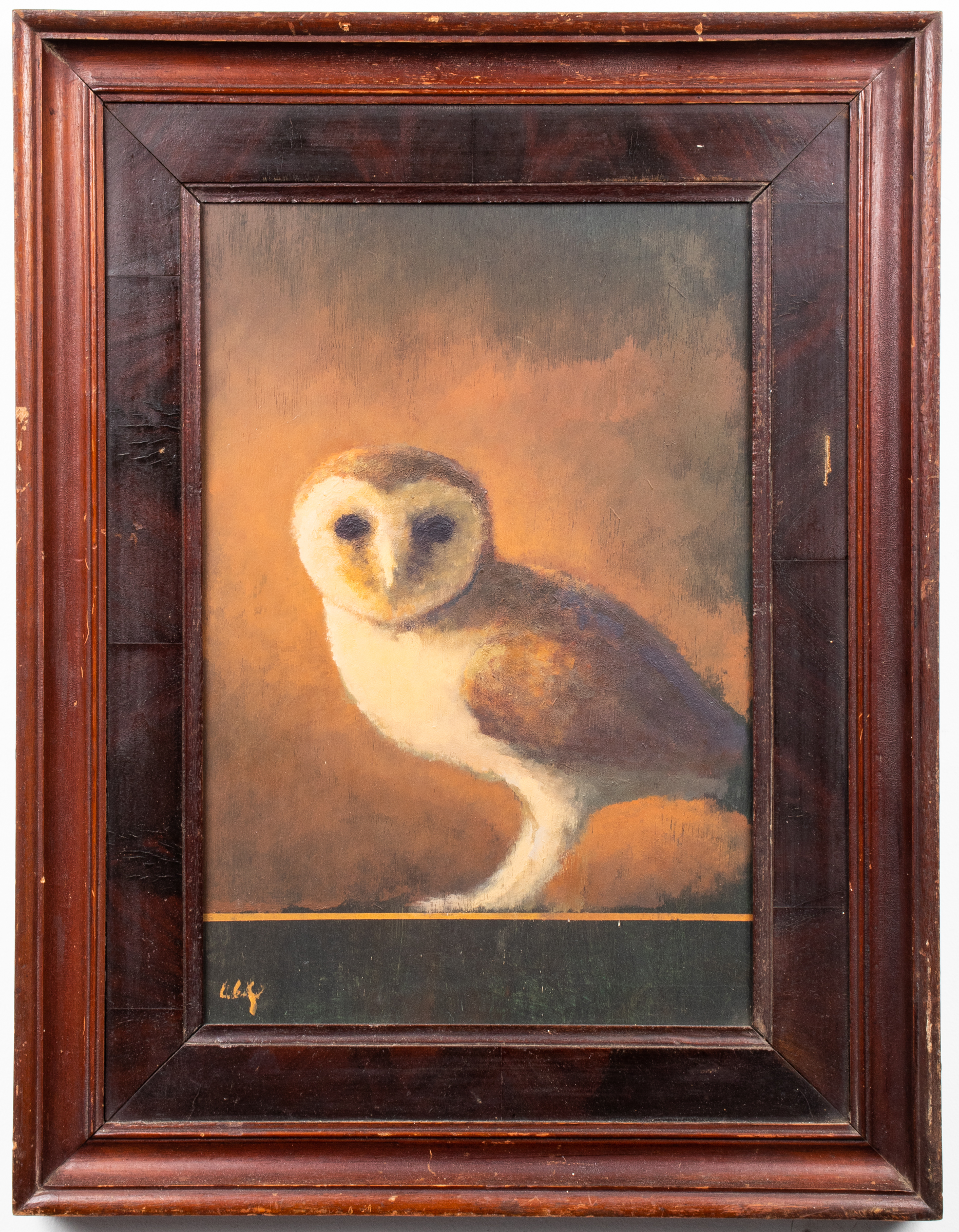 ILLEGIBLY SIGNED "OWL ON LEDGE"