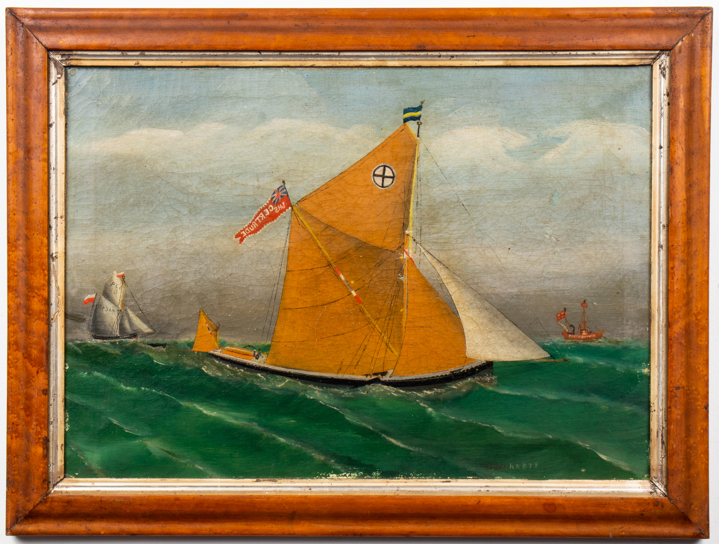 W DOHERTY SAILBOATS OIL ON CANVAS  3c391a