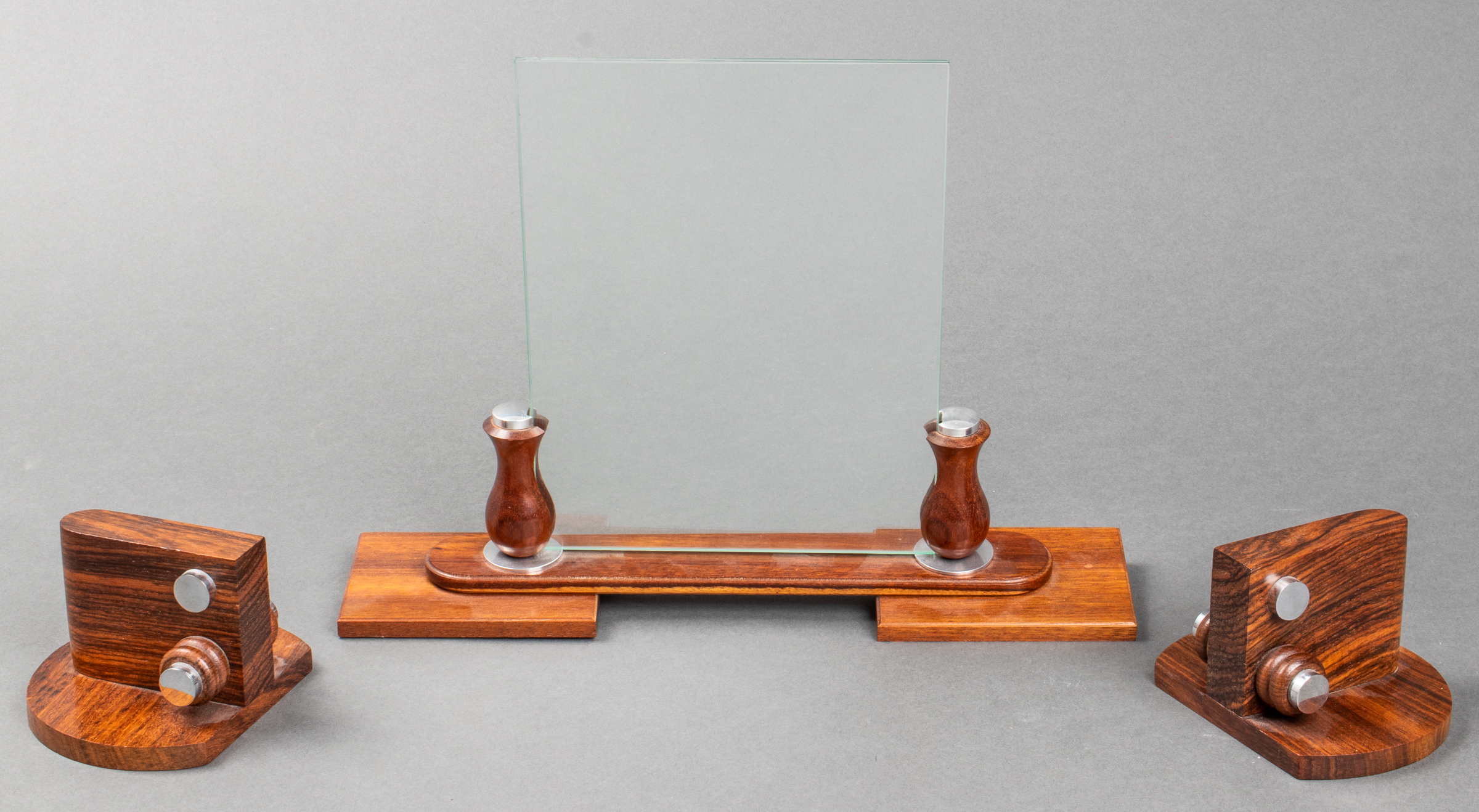 ART DECO WOOD BOOKENDS & PICTURE