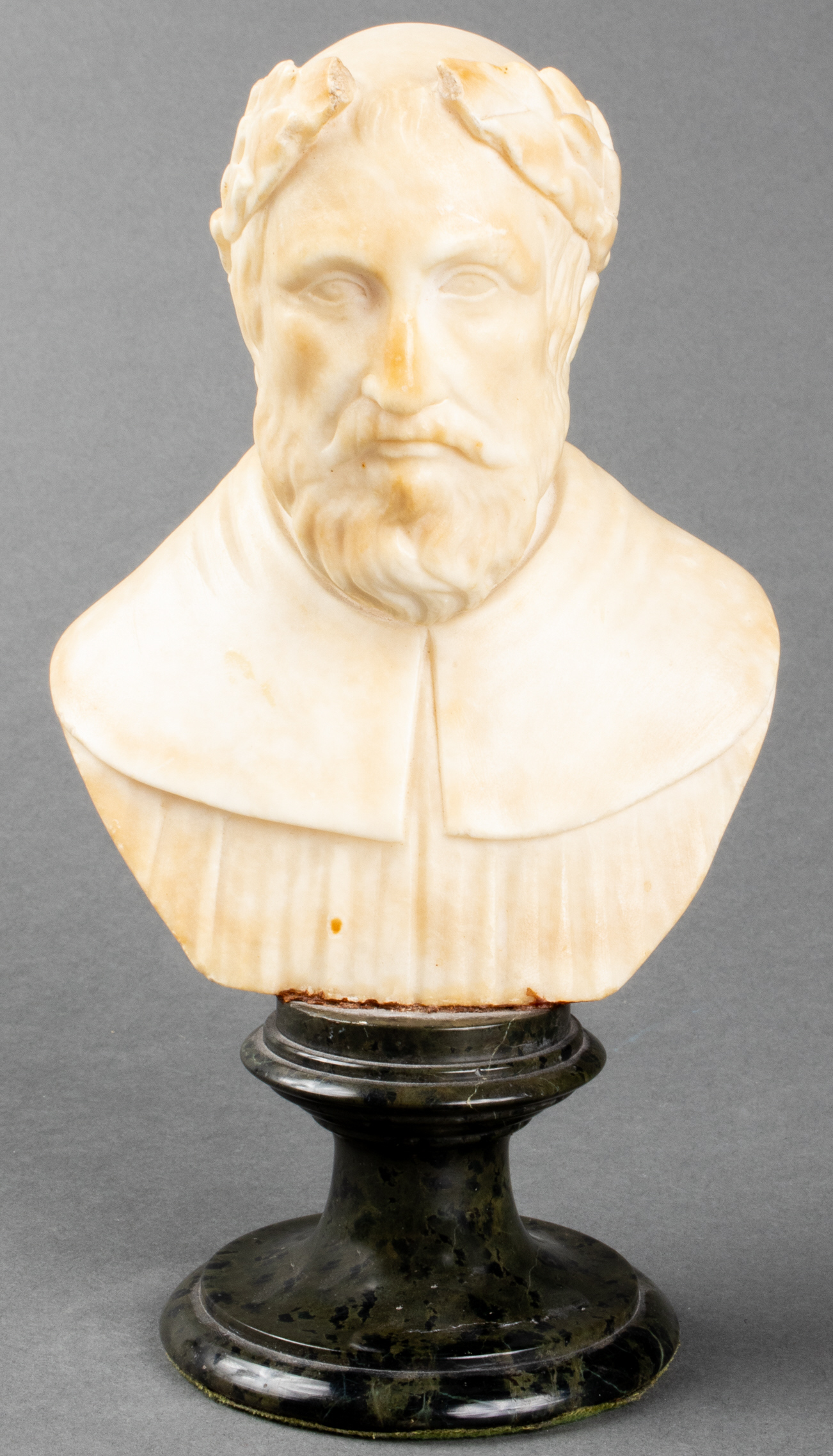 NEOCLASSICAL CARVED ALABASTER BUST 3c395f