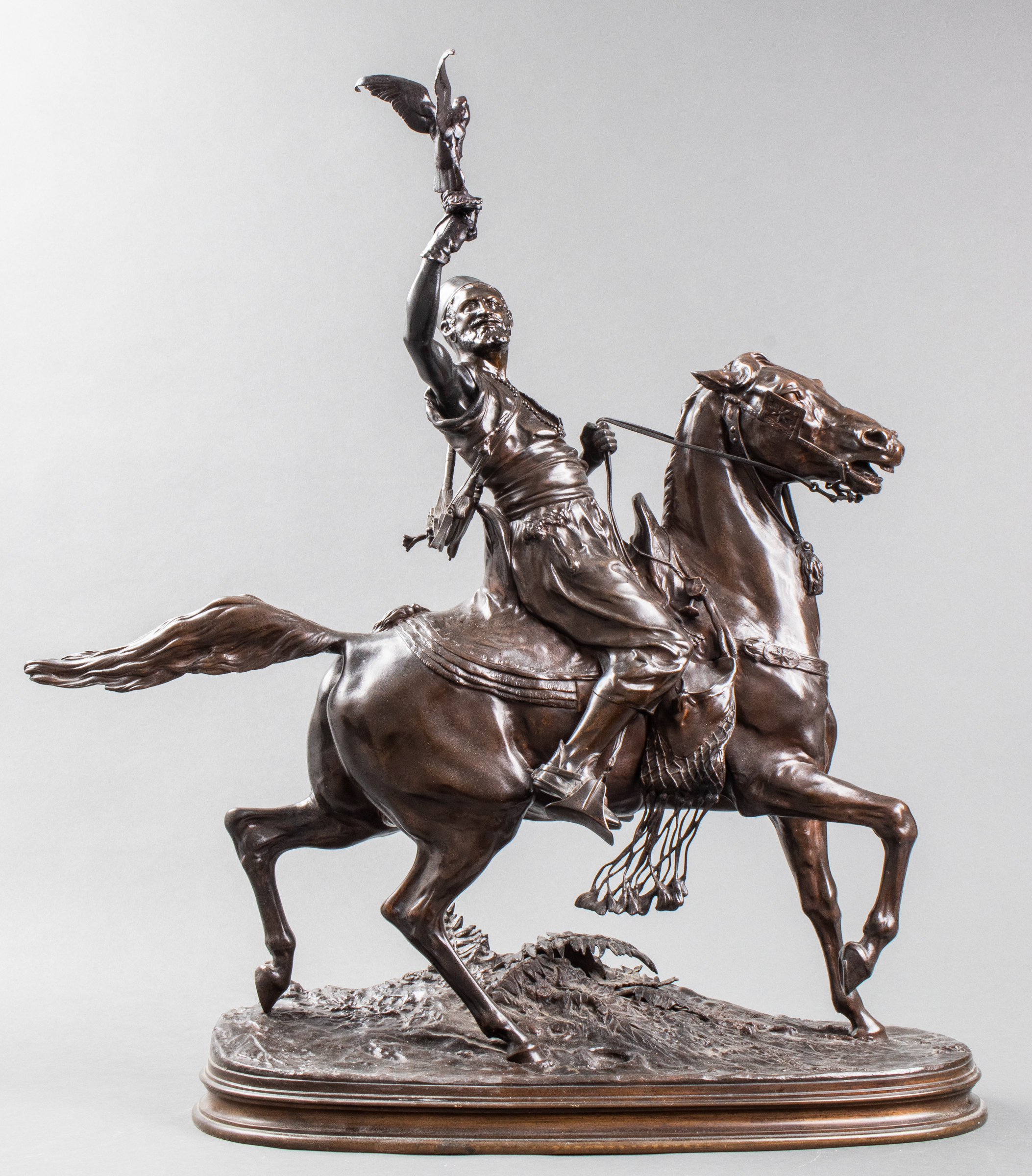 P. J. MENE THE ARAB FALCONER BRONZE