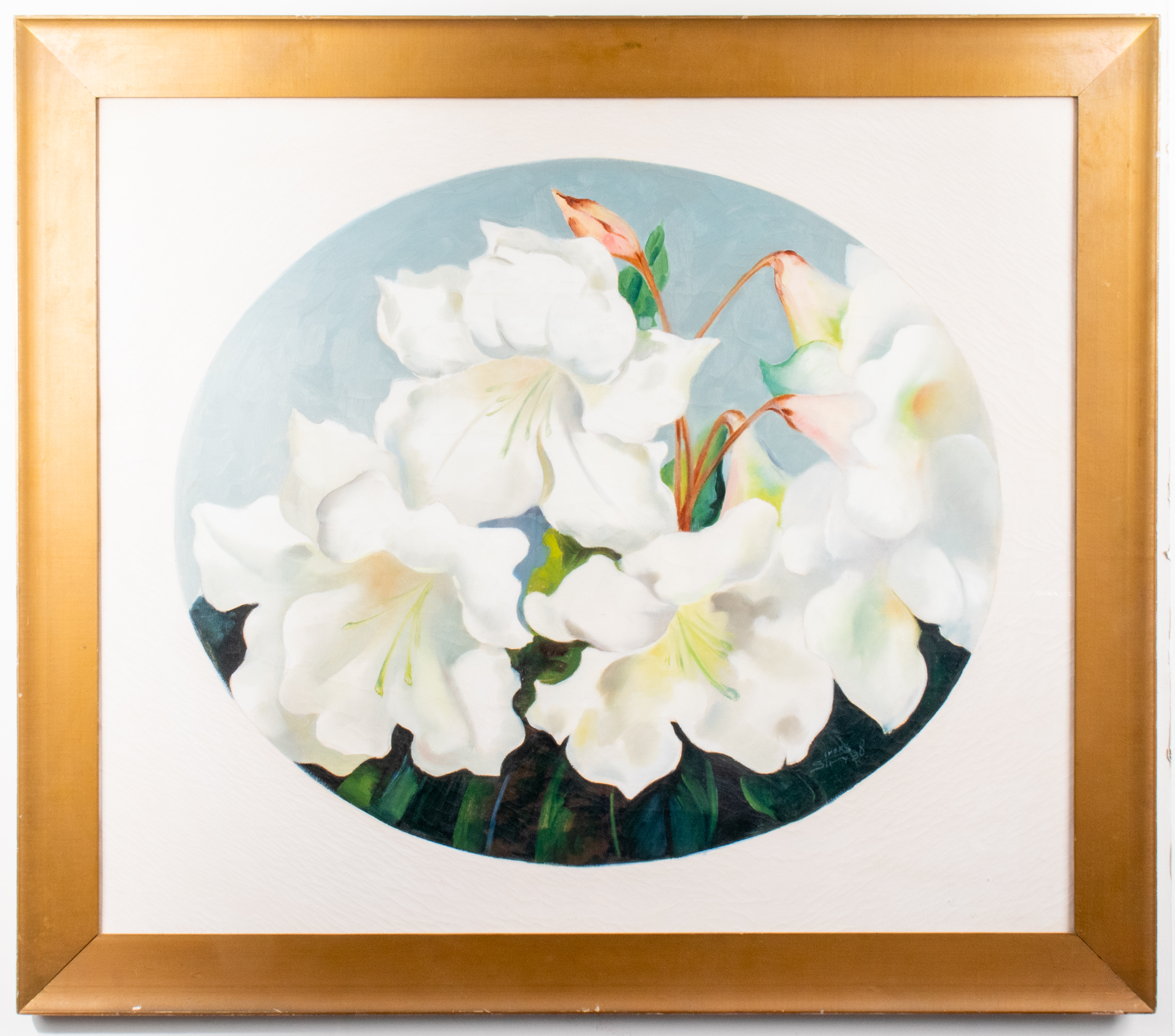 IRENE STRY "MADONNA LILIES" OIL