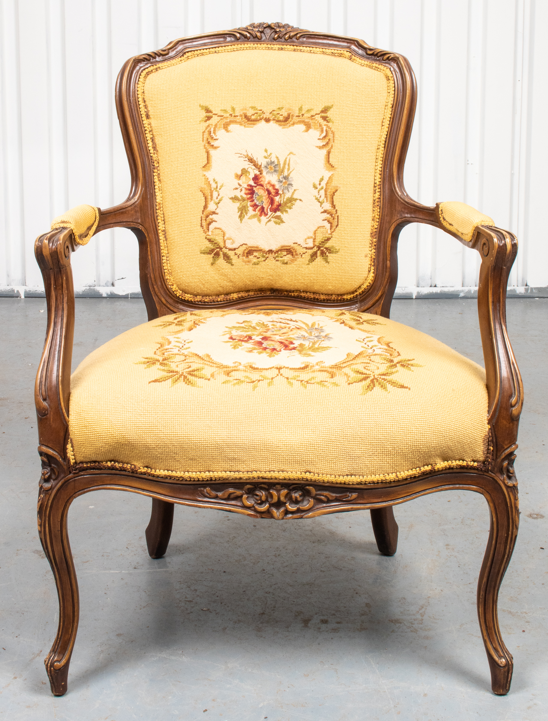 LOUIS XV STYLE NEEDLEPOINT UPHOLSTERED