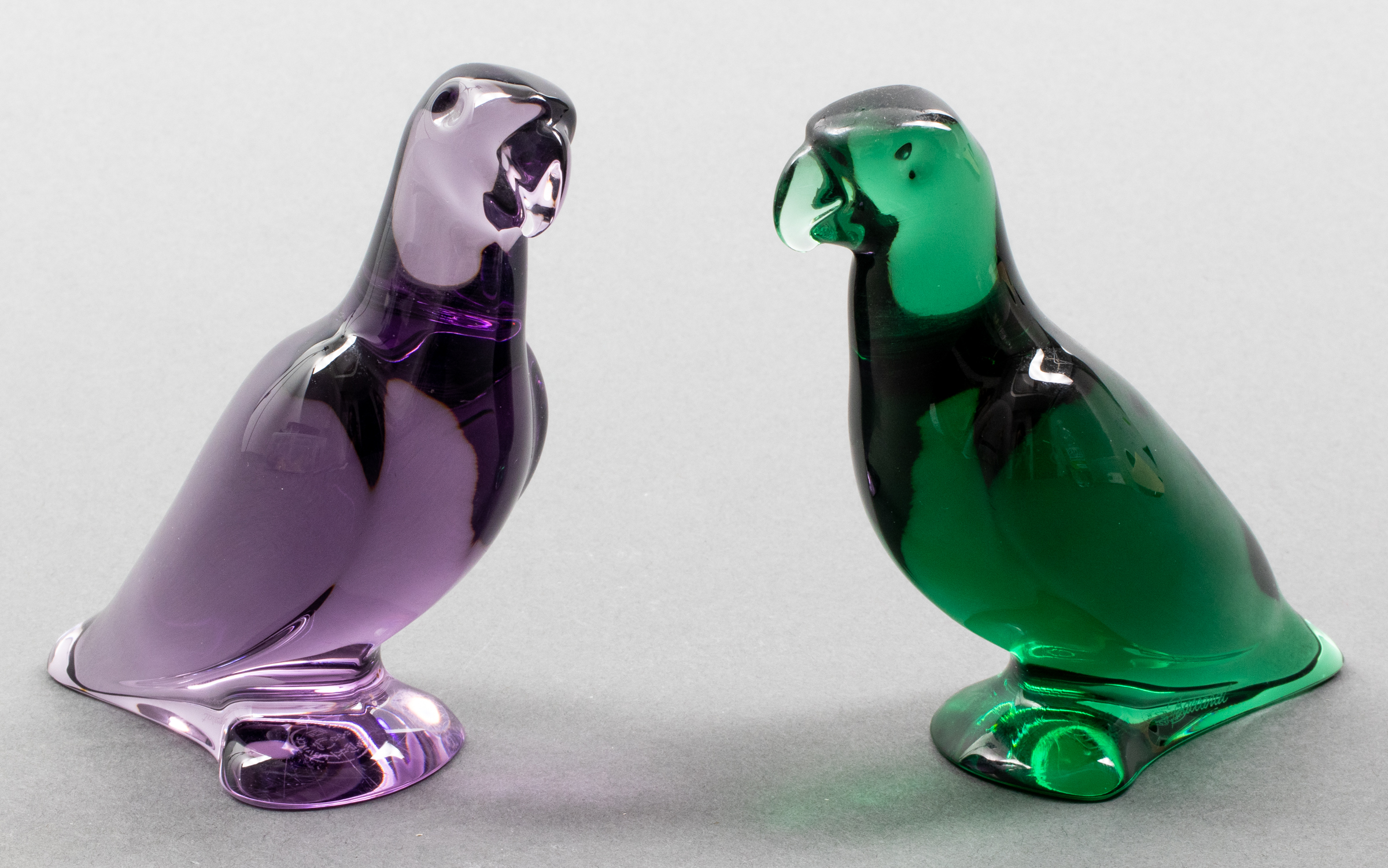 FRENCH BACCARAT COLORED GLASS BIRDS,