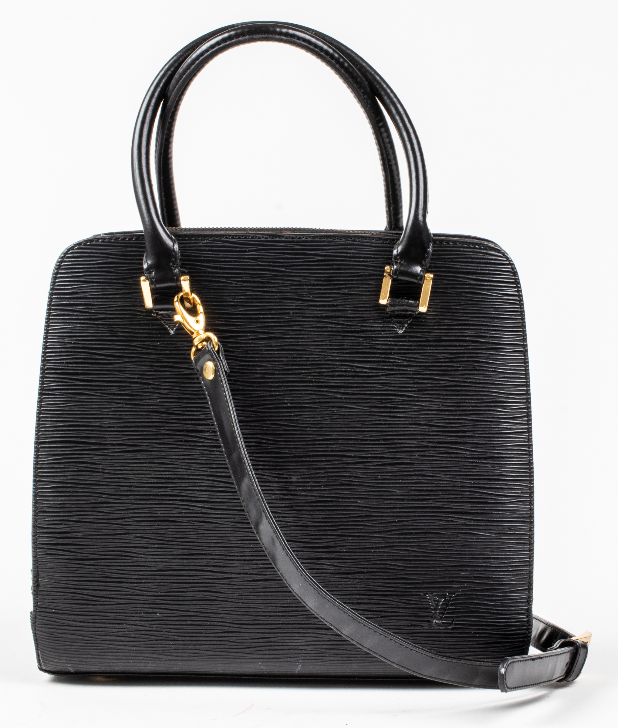 BLACK EMBOSSED EPI LEATHER HANDBAG