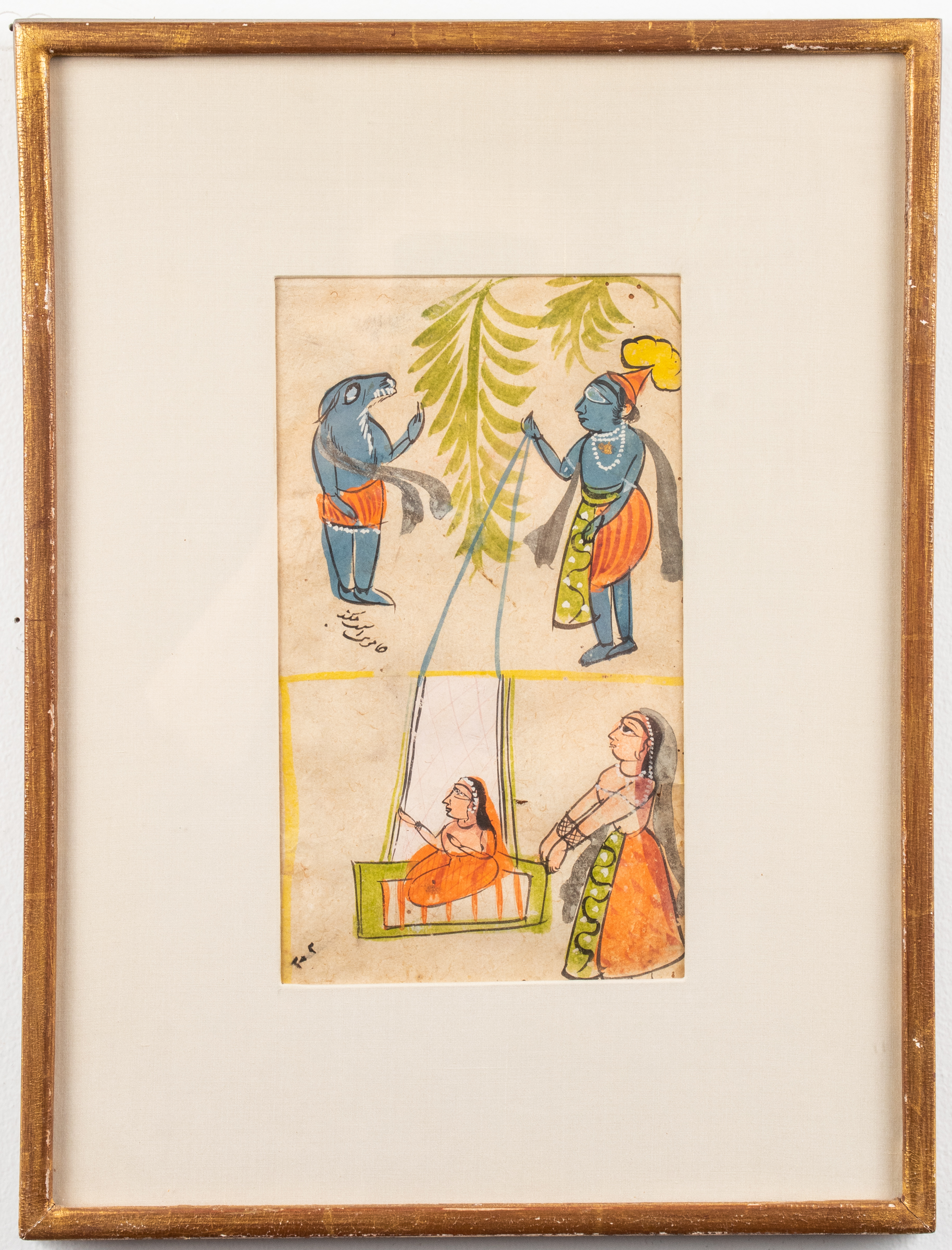 INDIAN OPAQUE WATERCOLOR OF FOUR