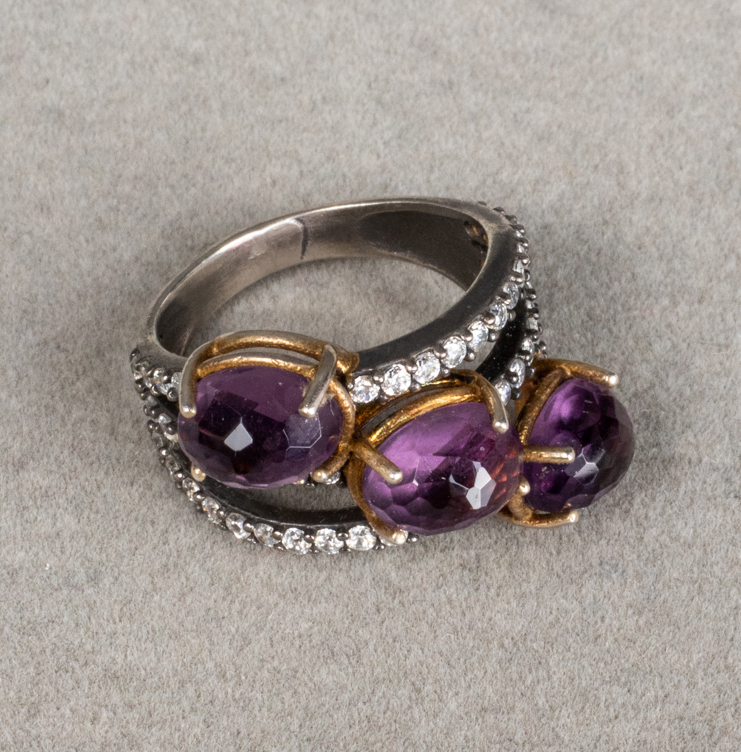 VINTAGE SILVER AMETHYST & CUBIC