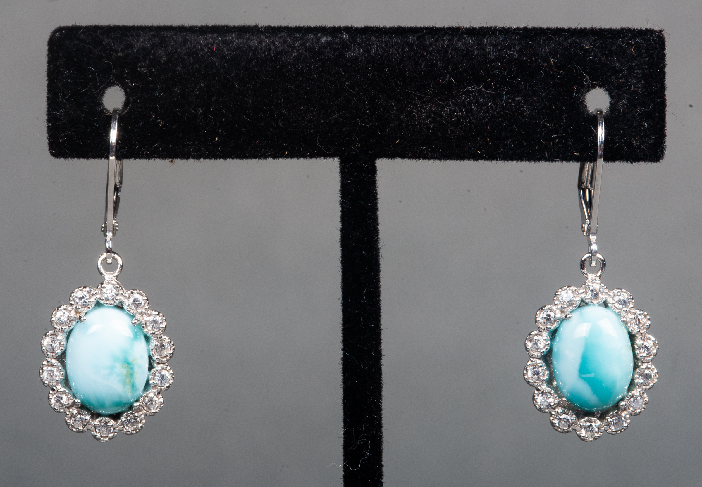 SILVER LARIMAR & WHITE TOPAZ DROP