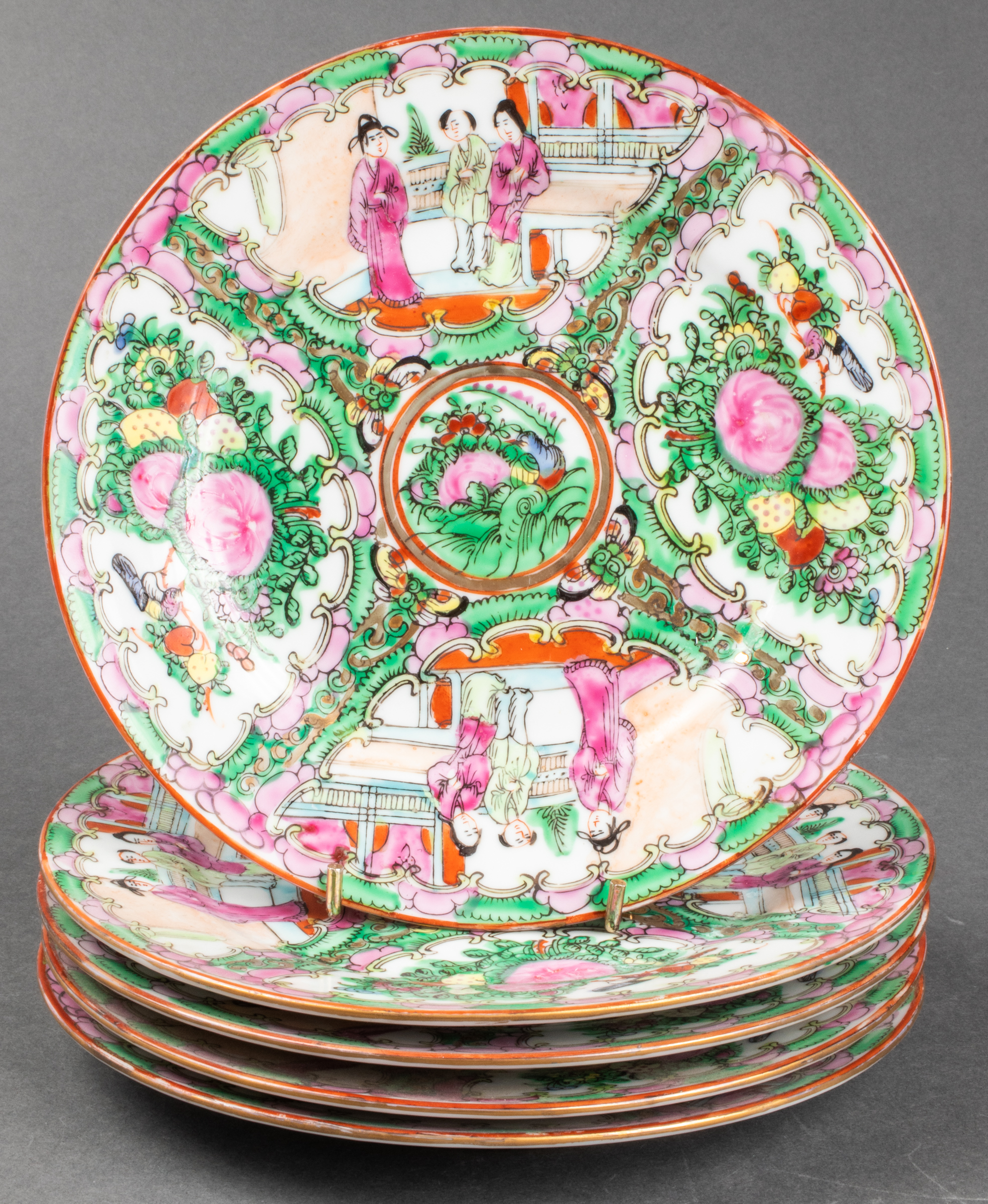 CHINESE DESSERT PLATES WITH GILT