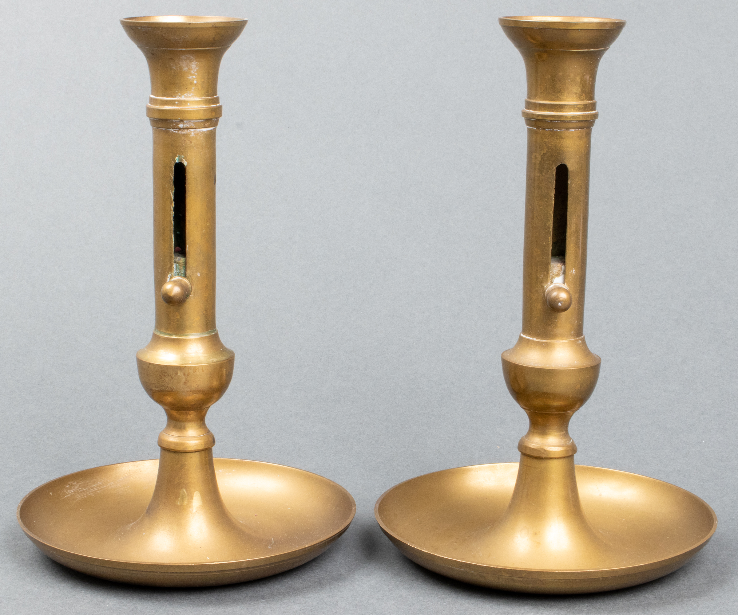 BRASS CANDLESTICK HOLDERS PAIR 3c3aab