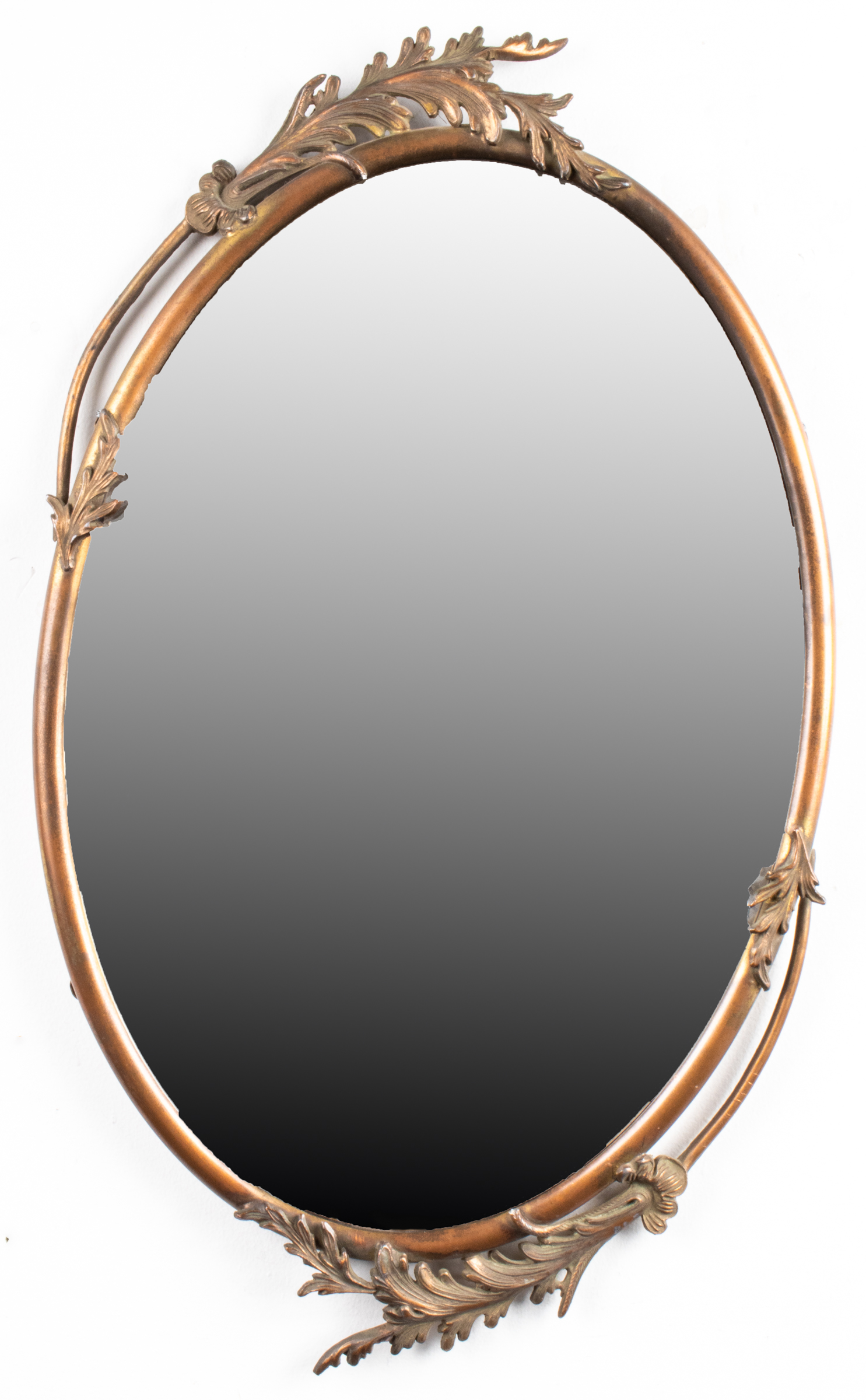 COPPER OVAL MIRROR WITH FOLIATE 3c3ab1