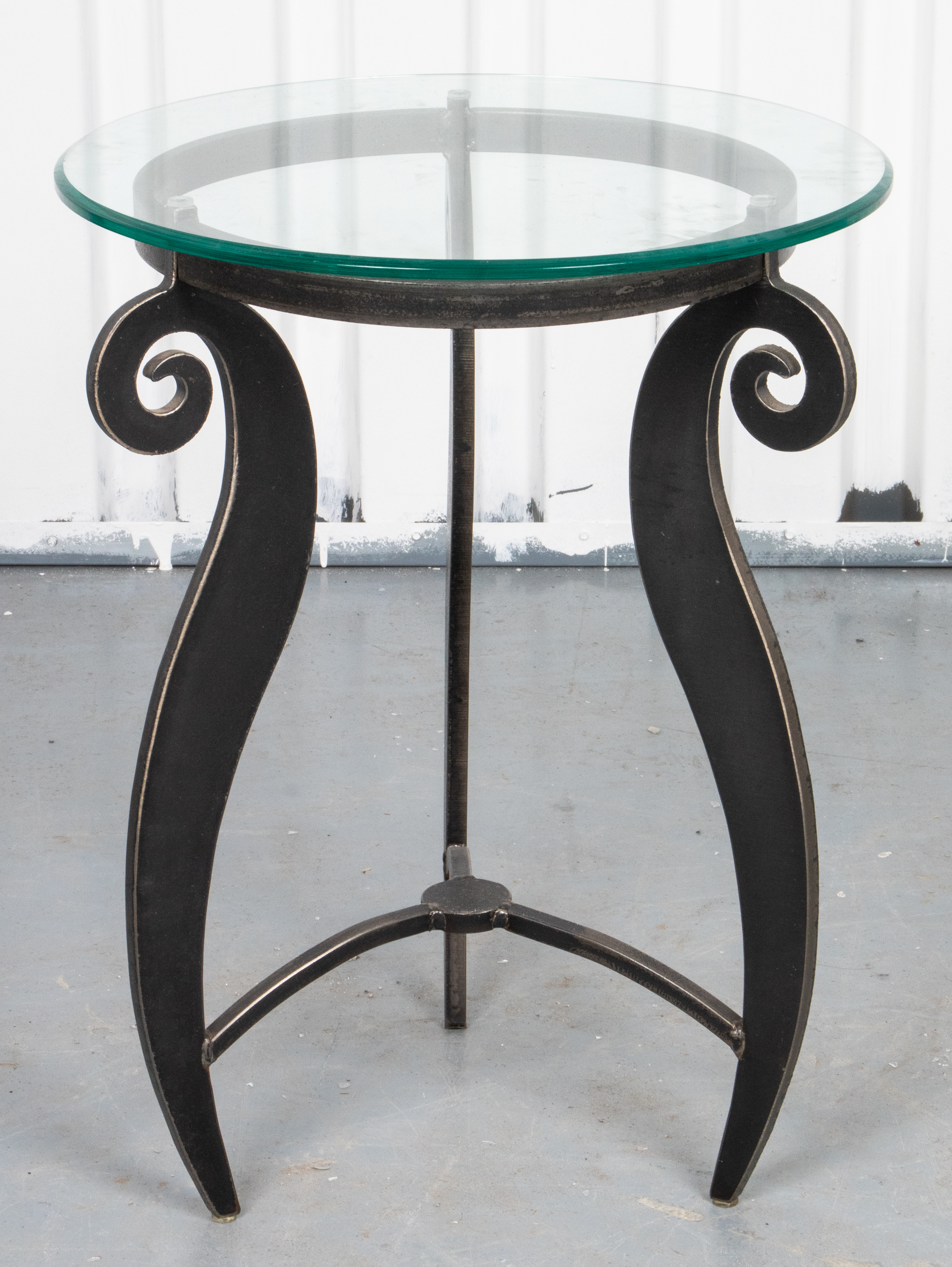 GLASS TOP SIDE TABLE WITH STEEL