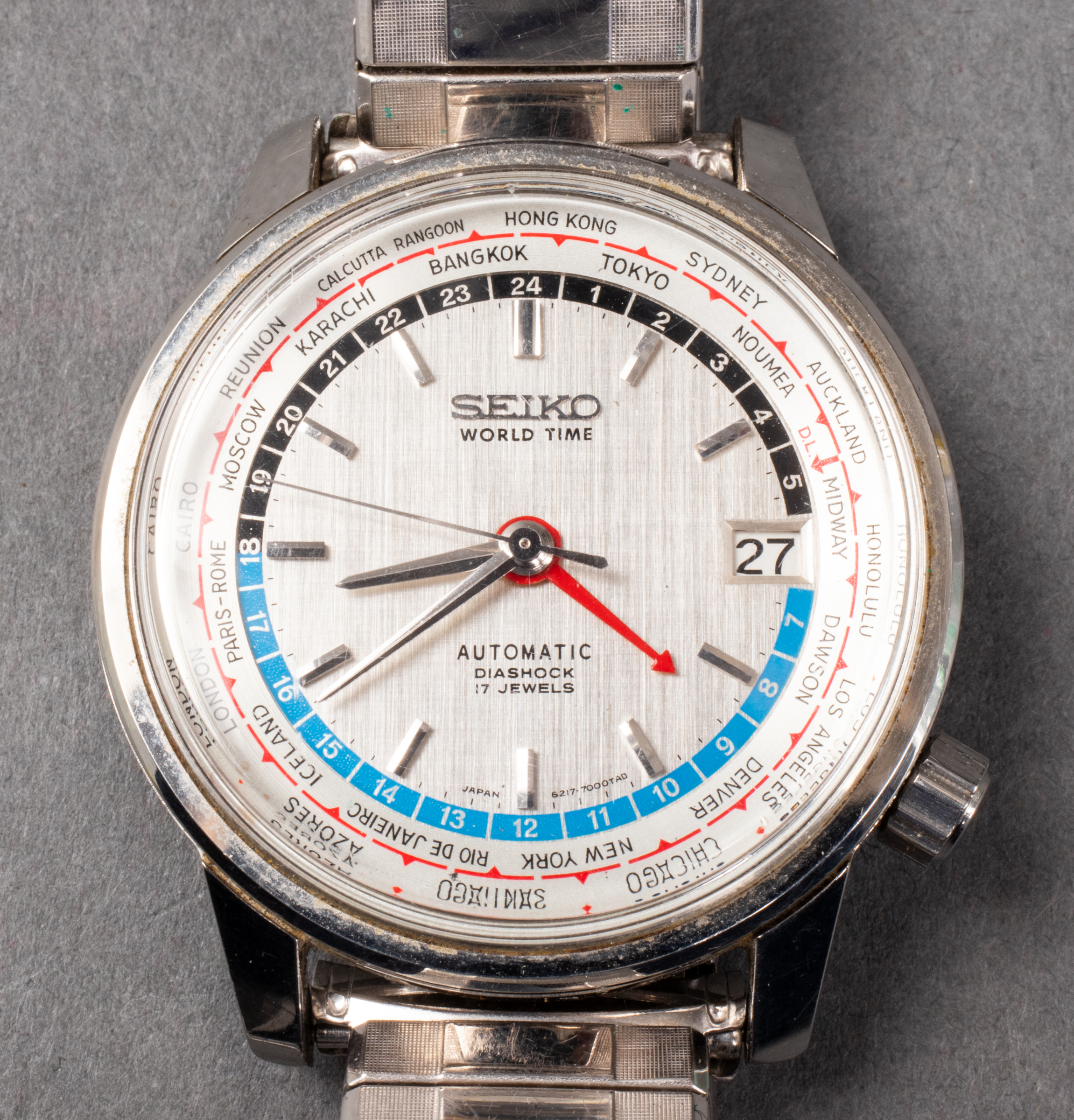 SEIKO WORLD TIME AUTOMATIC STAINLESS 3c3b17