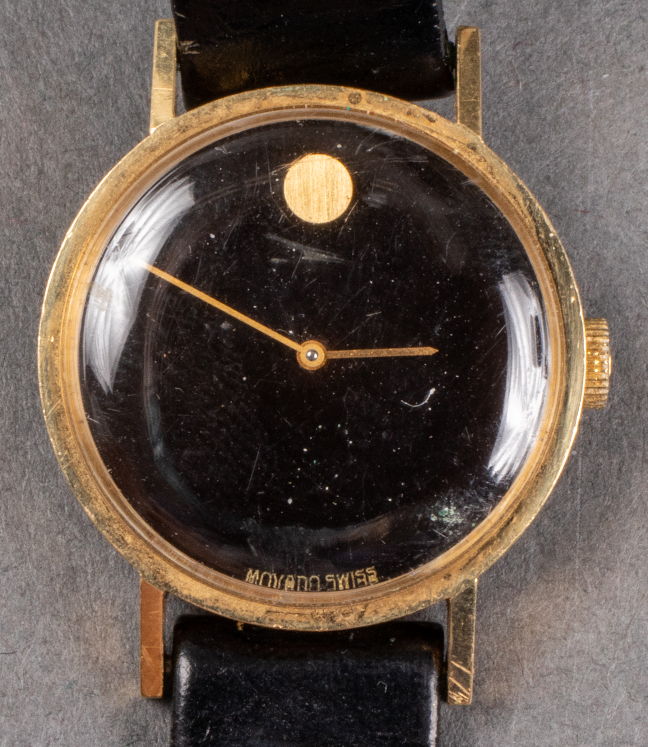 VINTAGE MOVADO 14K GOLD ROUND MUSEUM