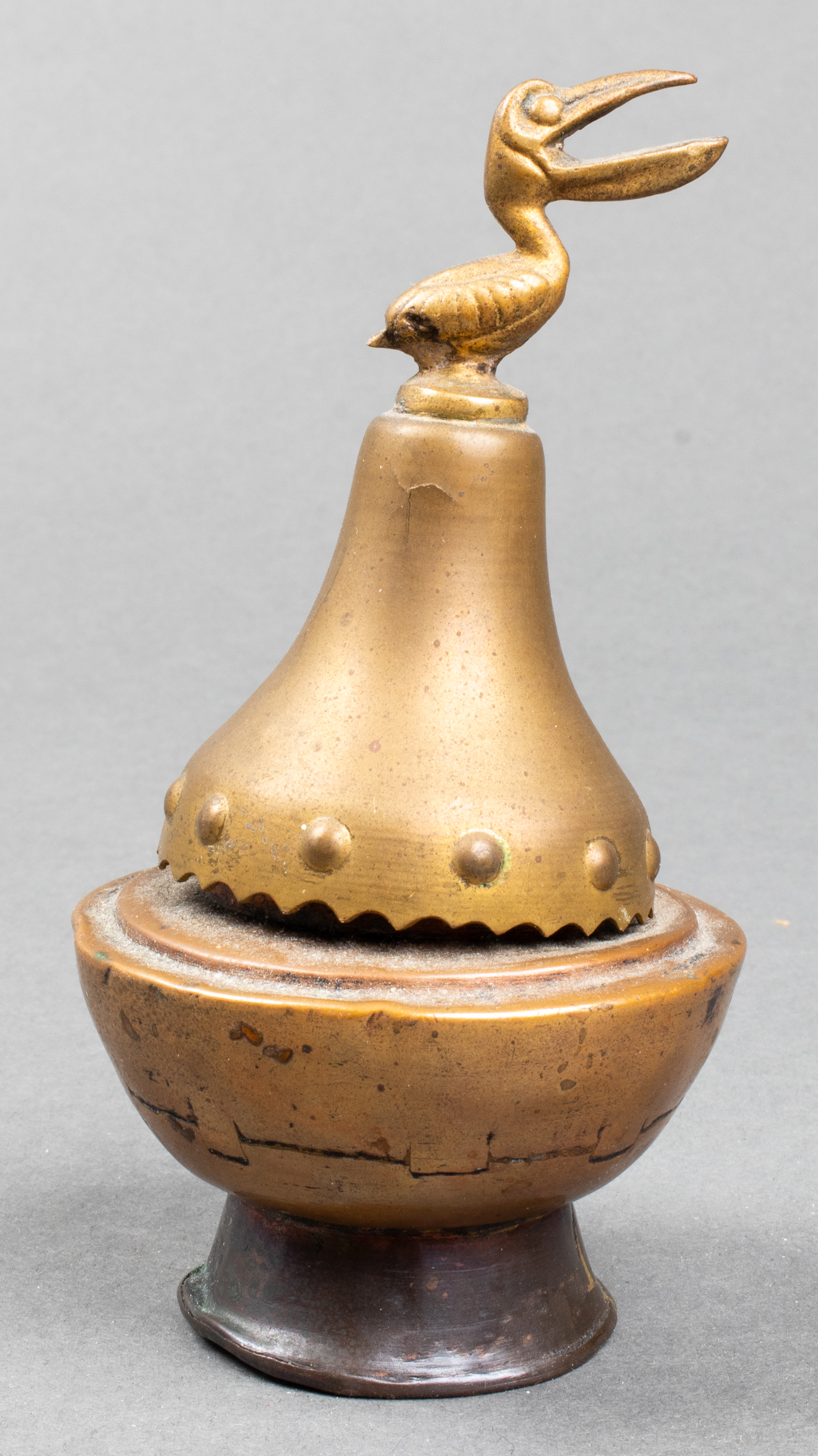 BRASS LIDDED TRINKET BOX W/BELL